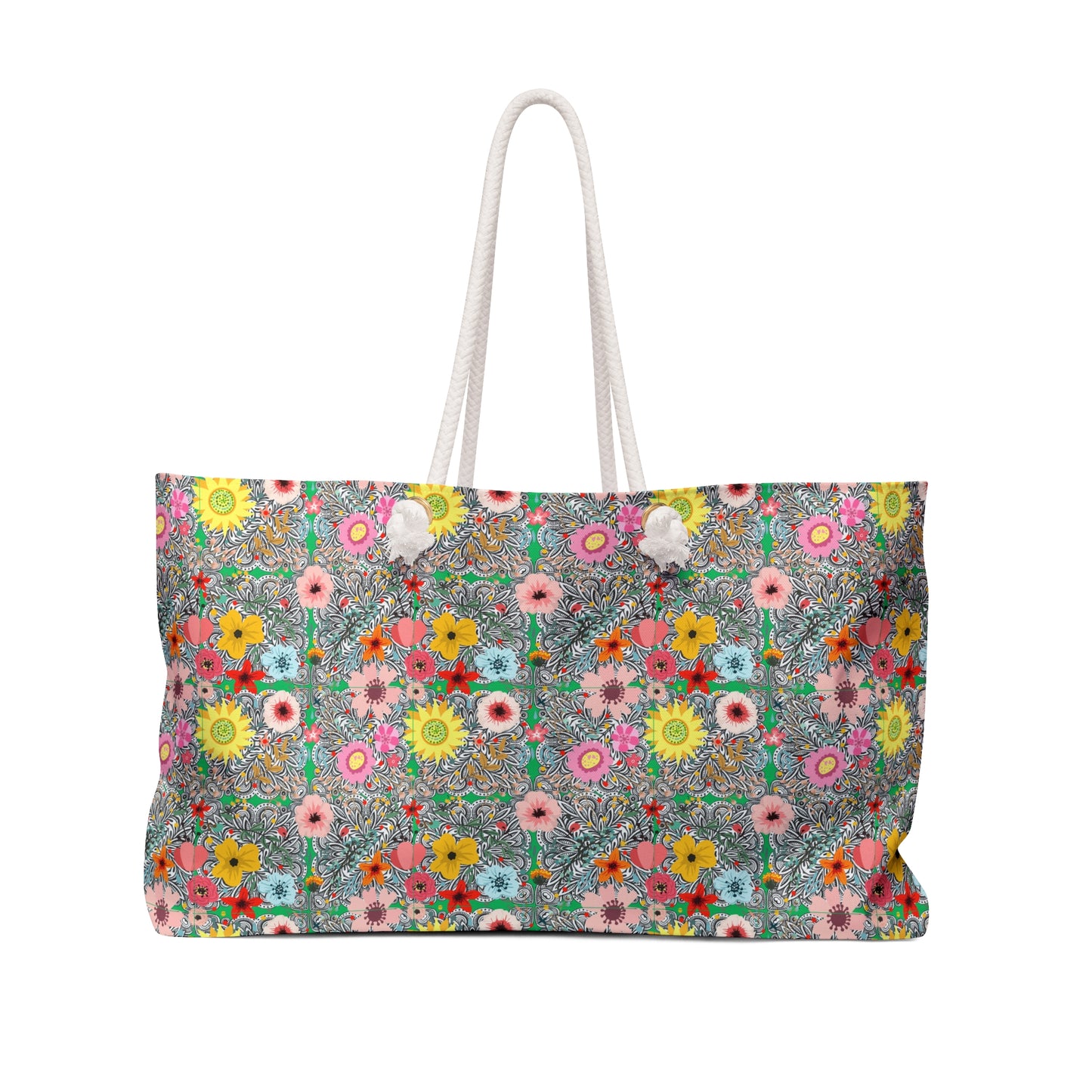 Prairie Cactus Flower Multi Southwestern Desert Flowers Decorative Shopper Market Weekender Bag