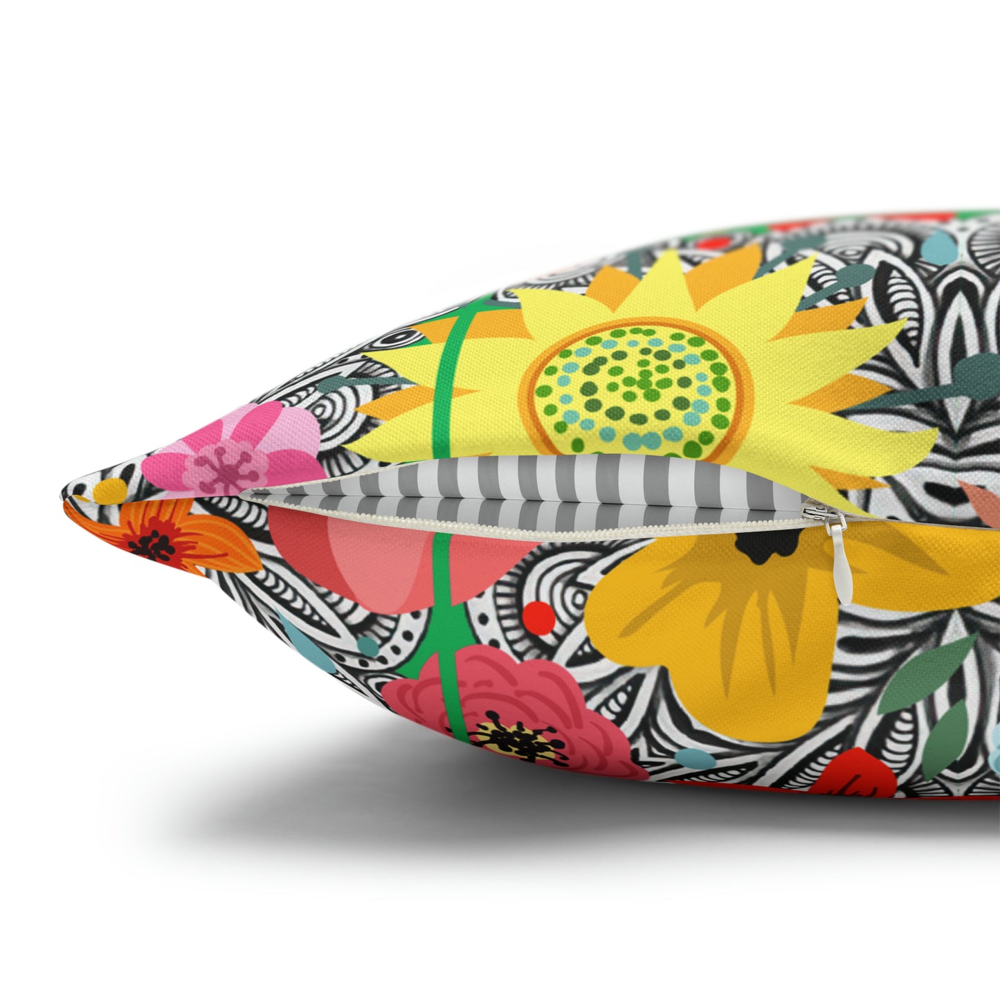 Prairie Cactus Flower Multi Southwestern Desert Flowers Decorative Spun Polyester Pillow Cover