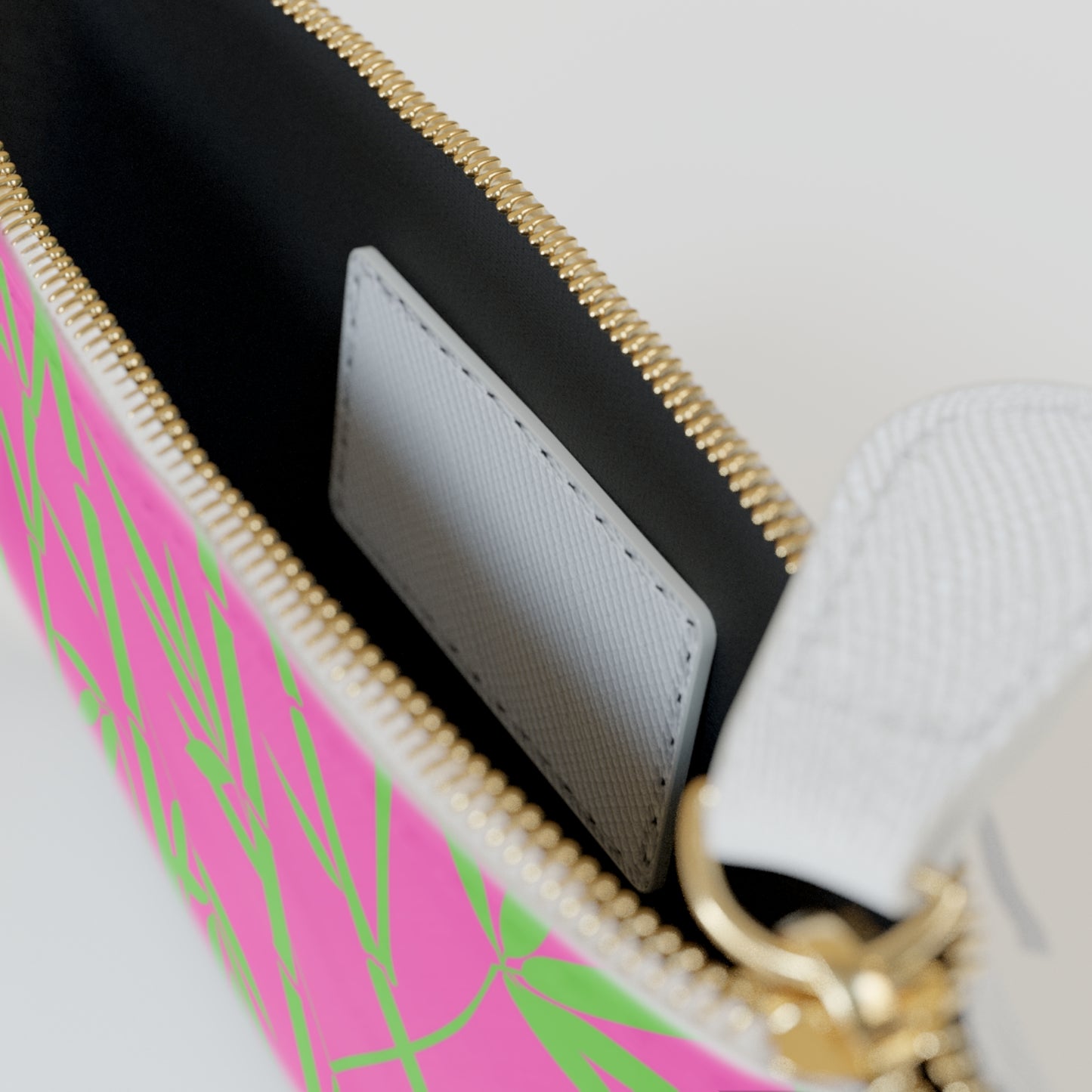 Bamboo Zen Meditation Garden Hot Pink Lime Green Lipstick Errands Accessories Mini Pouch Clutch Bag