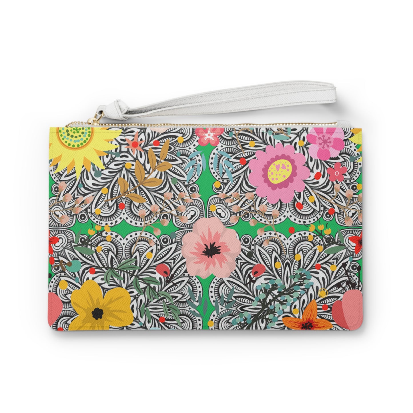 Prairie Cactus Flower Multi Southwestern Desert Flowers Accessories Travel Make Up Pouch Clutch Bag