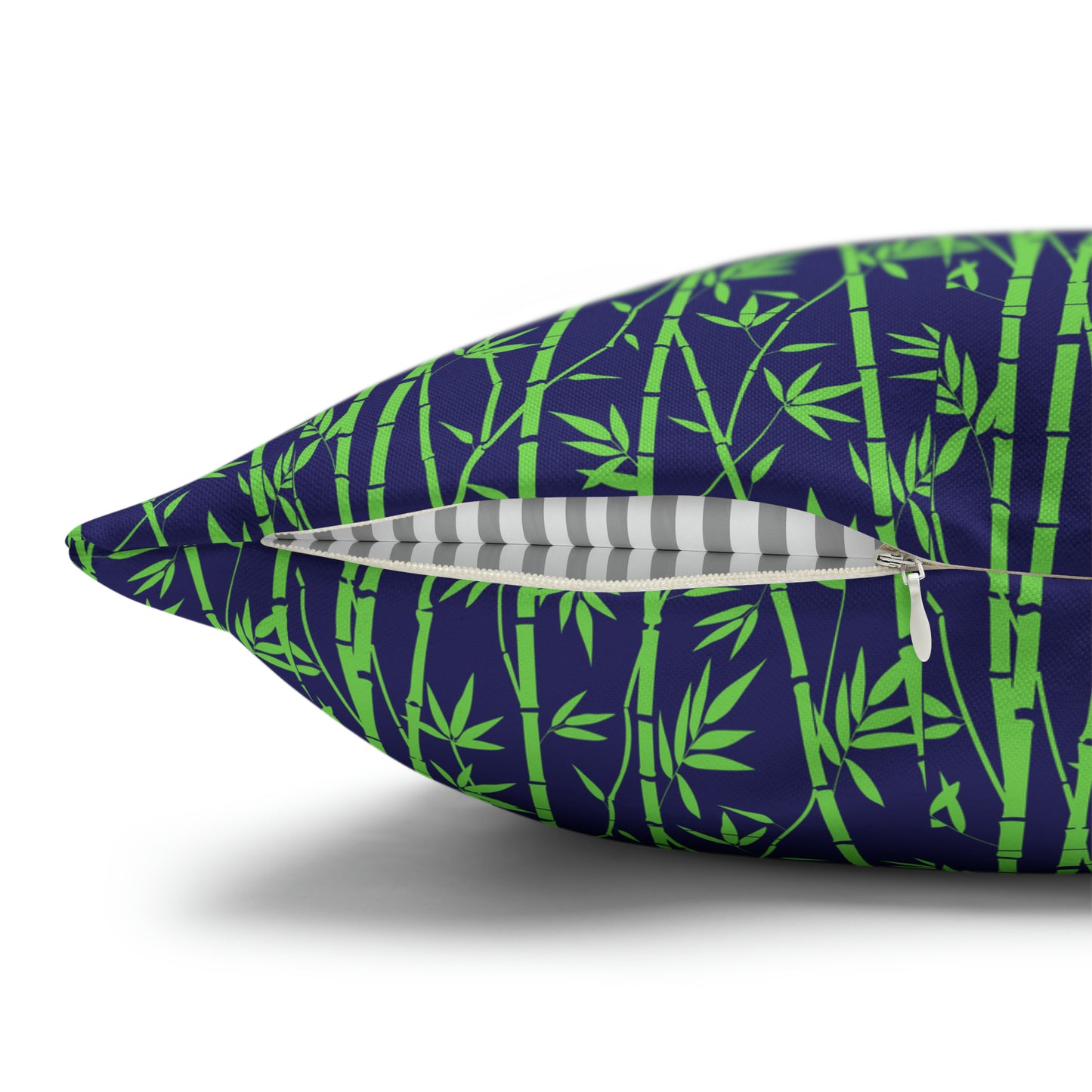 Bamboo Zen Meditation Garden Midnight Blue/Black Decorative Spun Polyester Pillow Cover