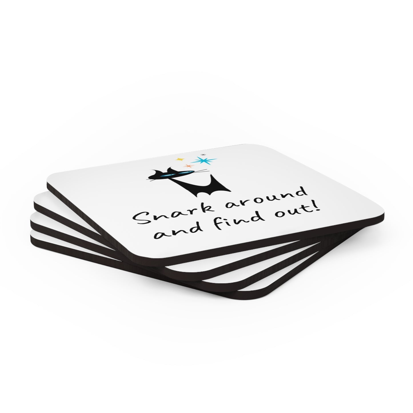 Snark Around and Find Out! Humor Cocktail Beverage Entertaining Corkwood Coaster Set