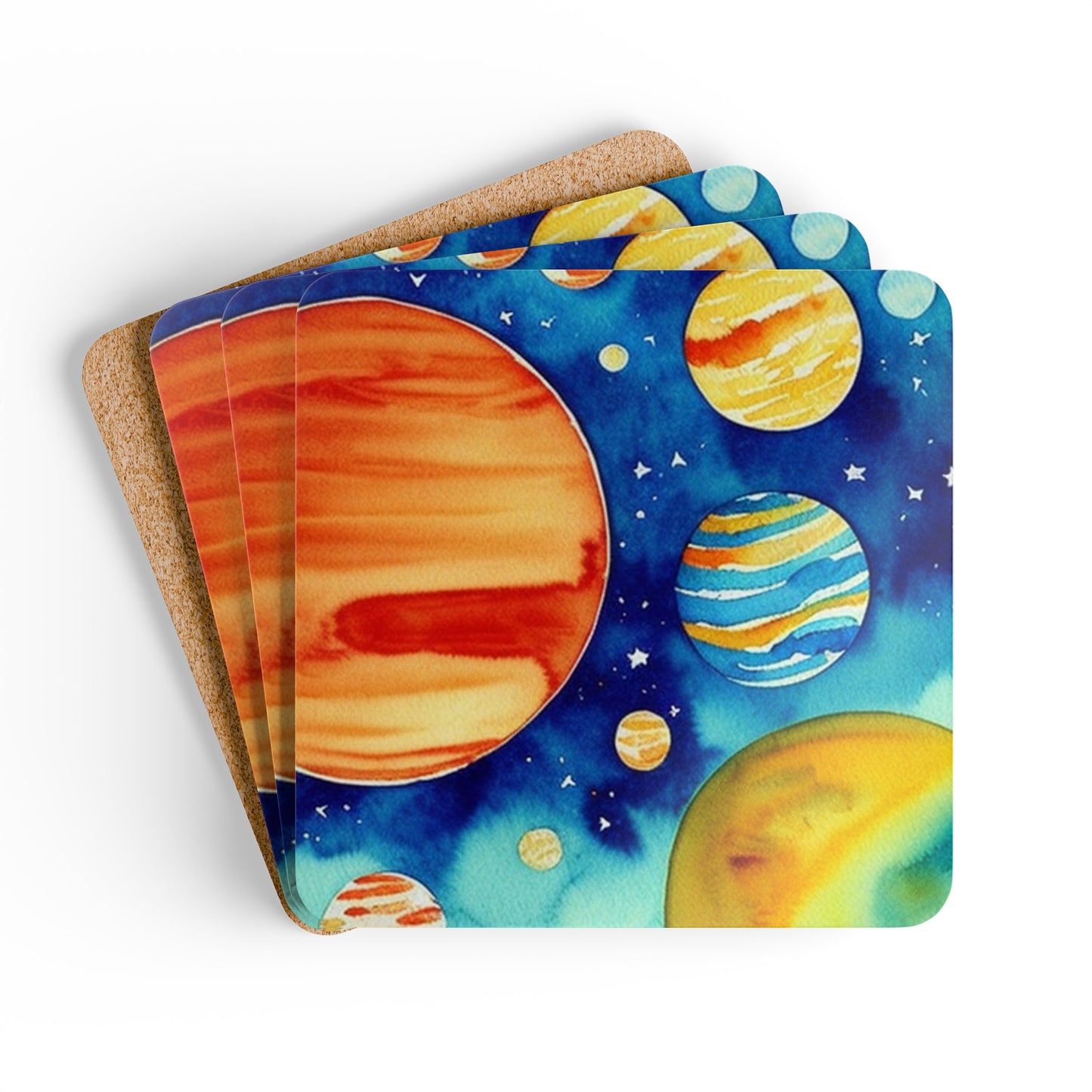 Planetarium Galaxy Cocktail Party Beverage Entertaining Corkwood Coaster Set