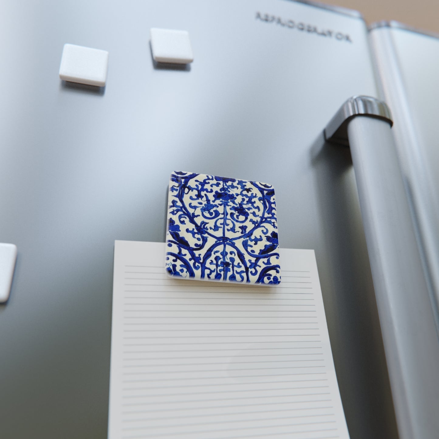 Portuguese Blue and White Tile Porcelain Magnet, Square