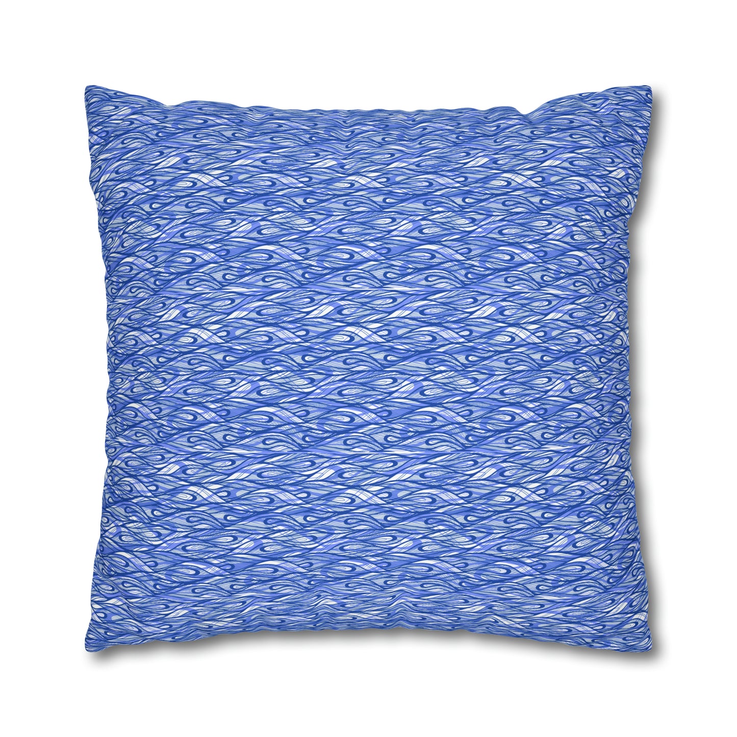 Waves Vibrations Navy Lavender Modern Coastal Pattern Decorative Spun Polyester Pillow Cover