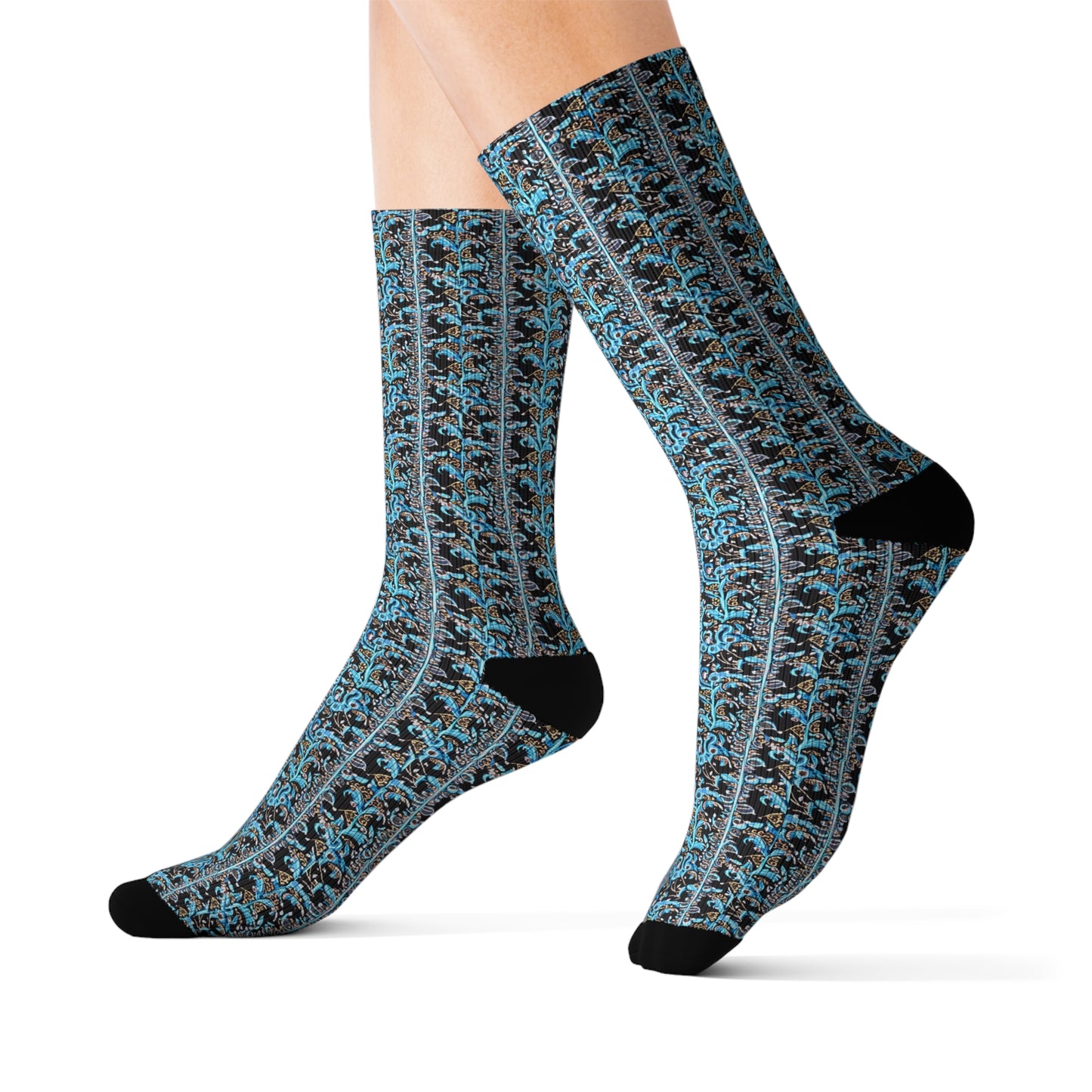 Coast of Mauritius Turquoise Batik Sublimation Socks