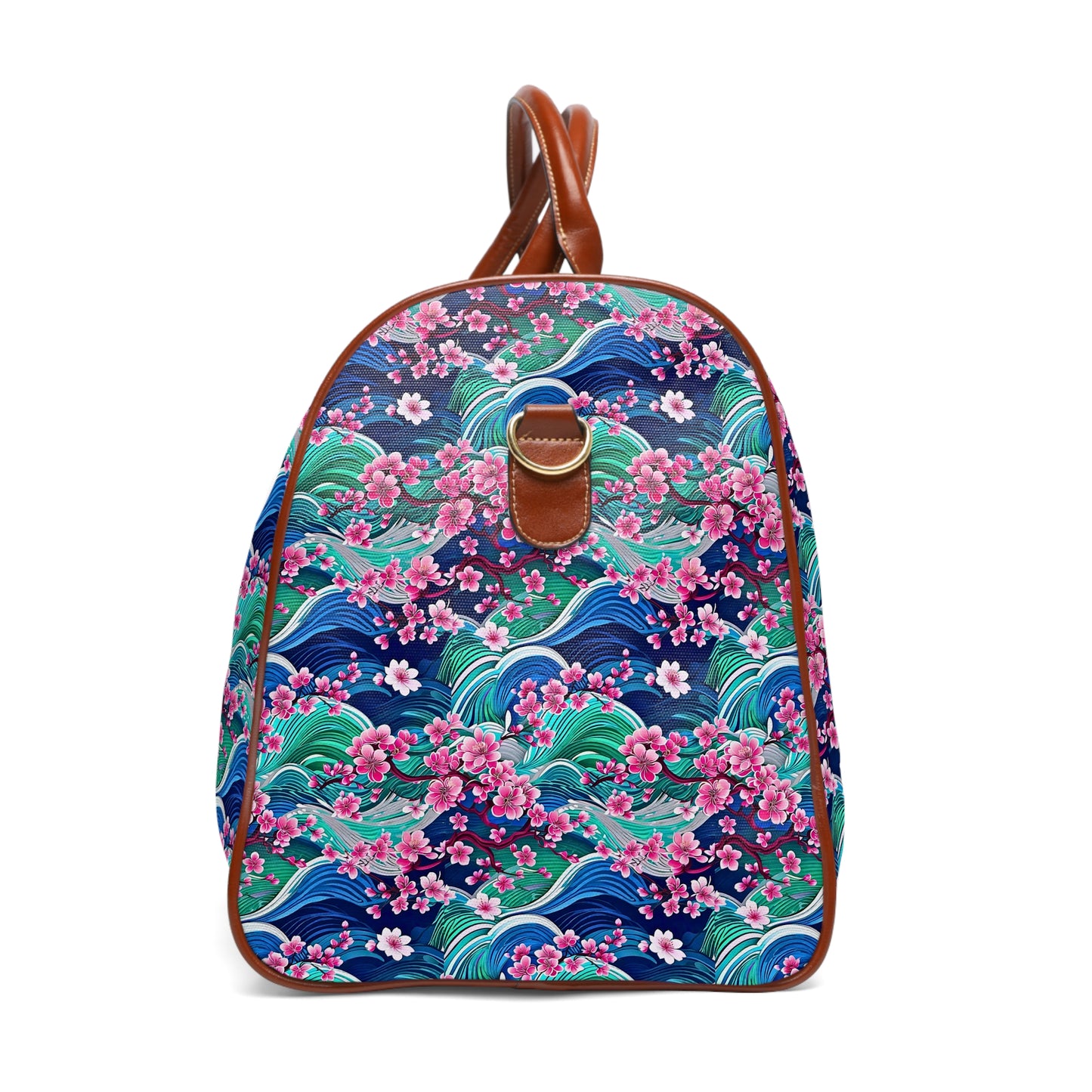 Japanese Mountains Cherry Blossoms Woodblock Pattern Waterproof Travel Bag