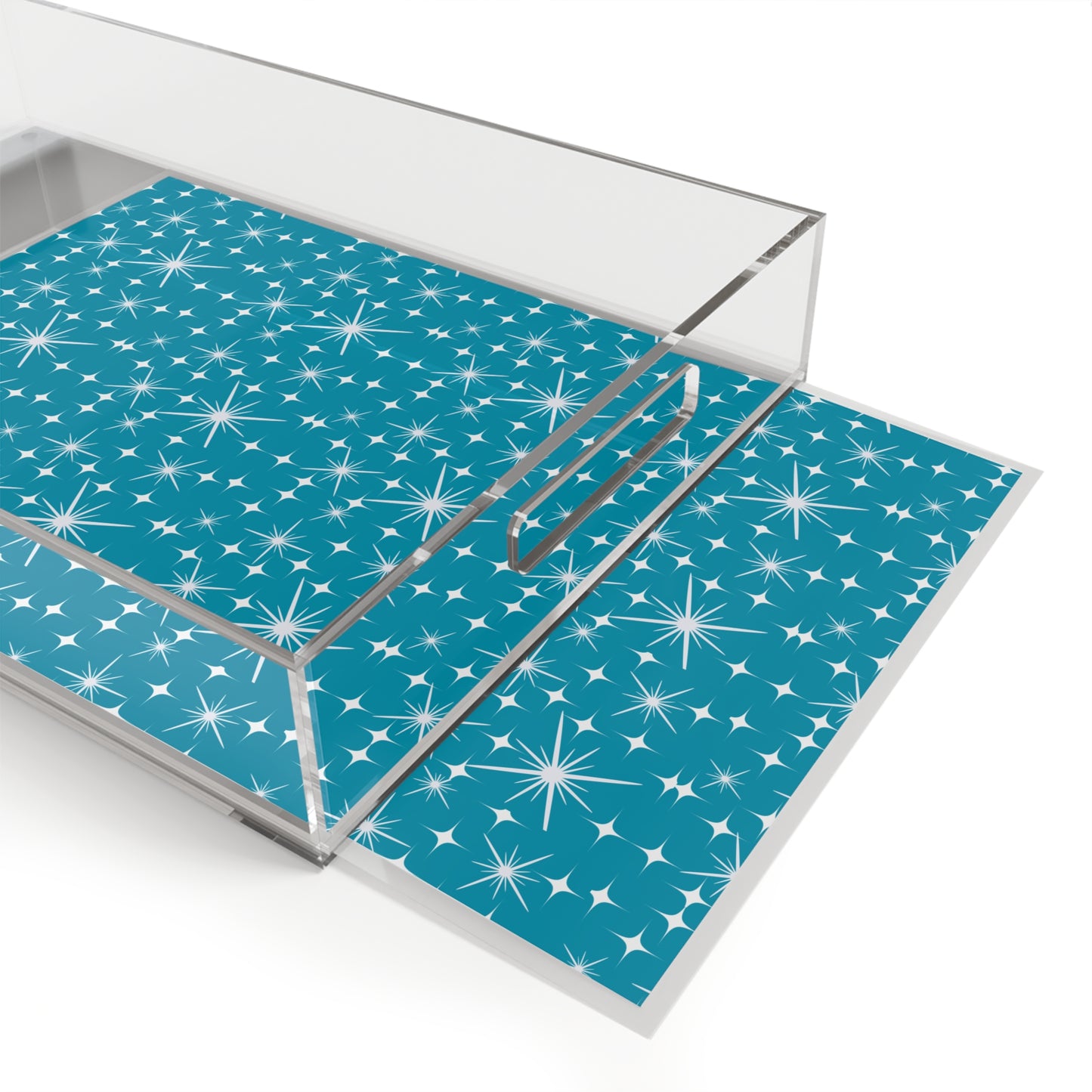 Midcentury Modern Stars Teal Acrylic Serving Tray