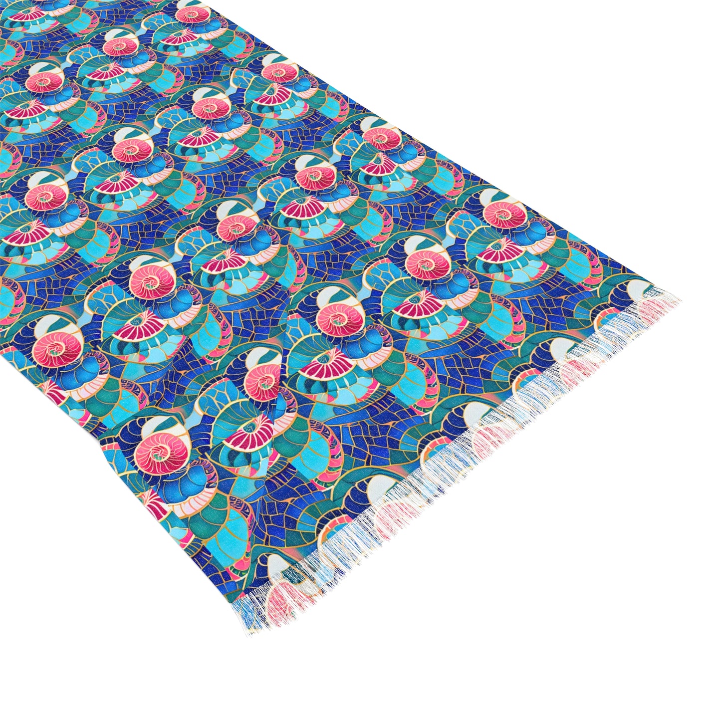Cloisonne Sea Shell Decorative Fashion Accent Light Scarf with Fringe