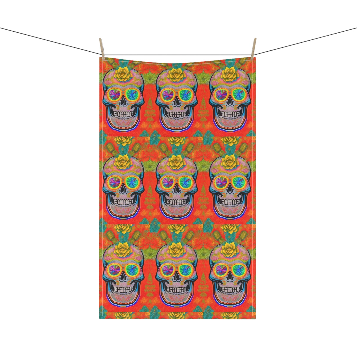 High Vibrations Skeleton Neon Colors Decorative Kitchen Tea Towel/Bar Towel
