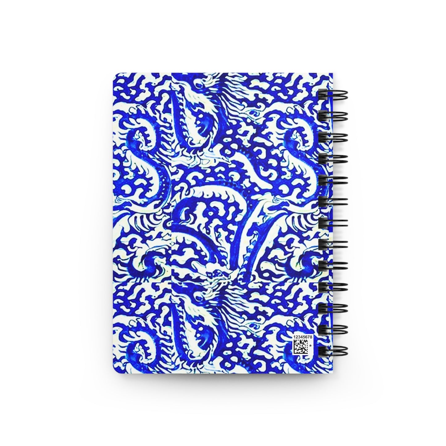 Sea of Chinese Dragons Ming Dynasty Blue and White Porcelain Pattern Writing Sketch Inspiration Spiral Bound Journal