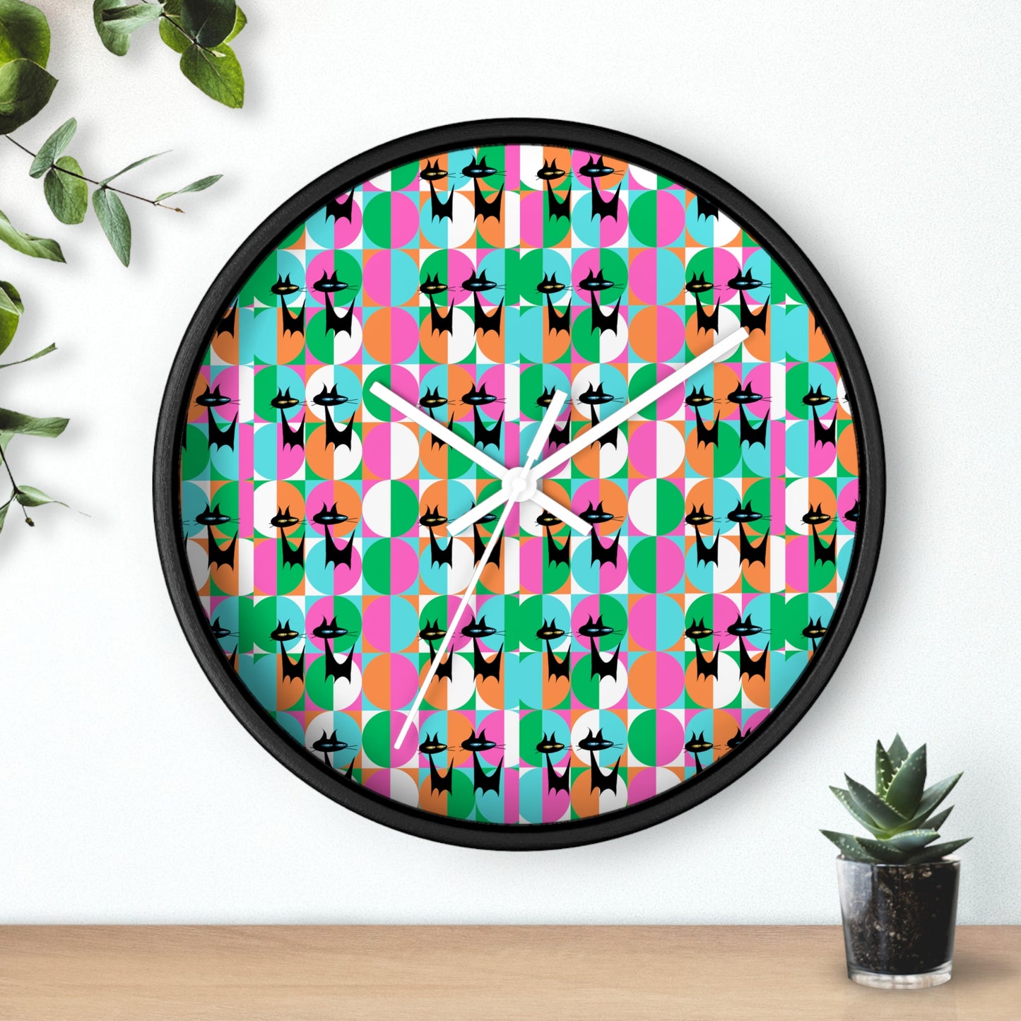 Mod Cats Midcentury Modern Atomic Black Cats 1960s Wall Clock