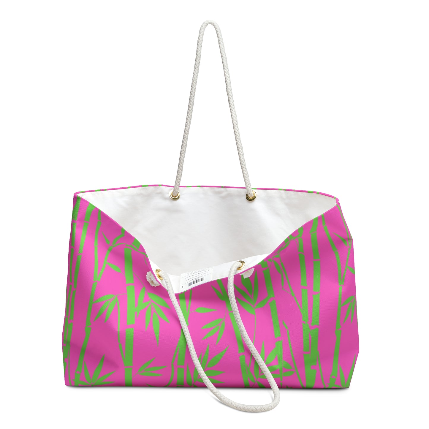 Bamboo Zen Meditation Garden Hot Pink Lime Green Beach Shopping Market Vacation Cruise Weekender Bag