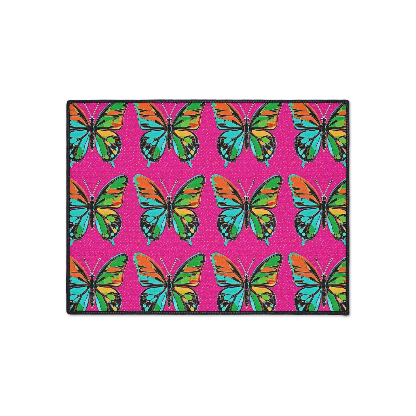 Modern Butterfly Pop Art 1960s Museum Gallery Welcome Heavy Duty Floor Mat