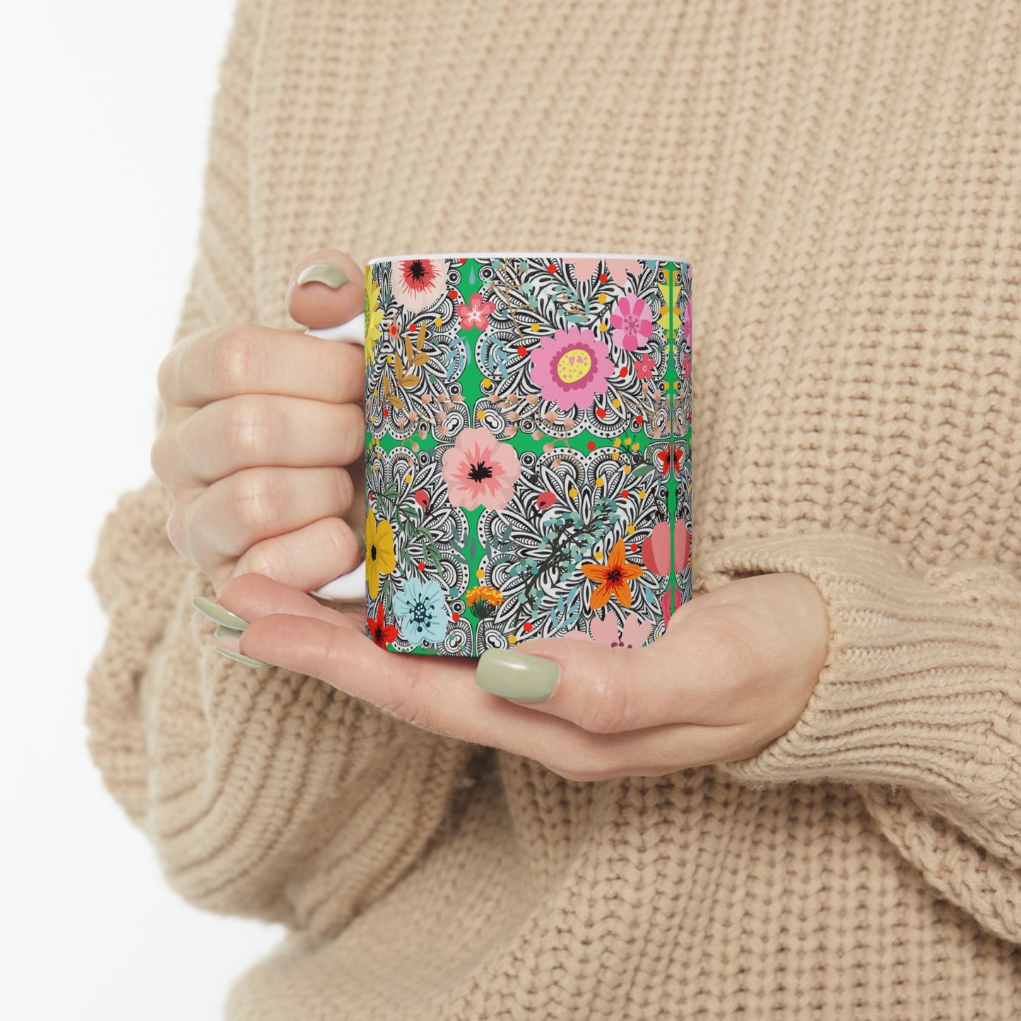 Prairie Cactus Flower Multi Southwestern Desert Flowers Hot Beverage Coffee Tea Chai Ranch House Decor Ceramic Mug 11oz