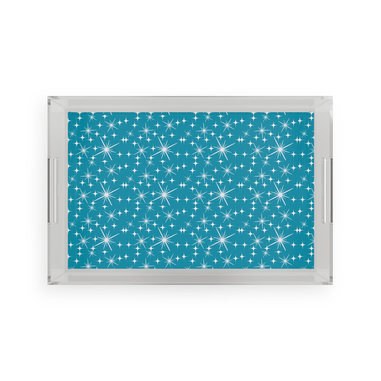 Midcentury Modern Stars Teal Acrylic Serving Tray