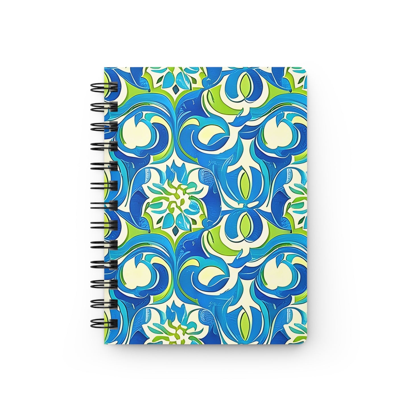 Naples Osteria Sea Blue Italian Tile Pattern Decorative Foodie Travel Writing Spiral Bound Journal