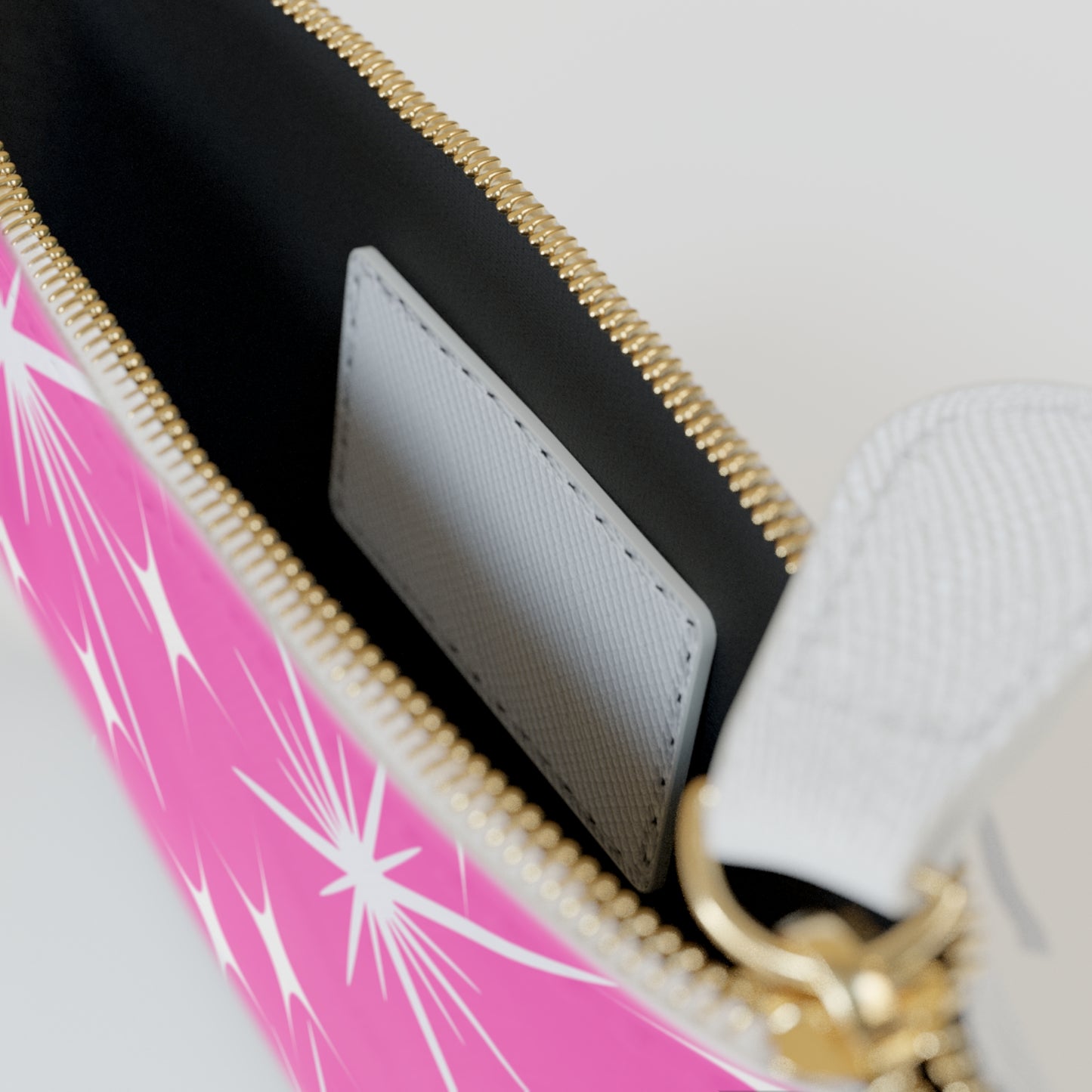 Midcentury Modern Celestial Stars Pink Coin Purse Lipstick Mini Pouch Clutch Bag