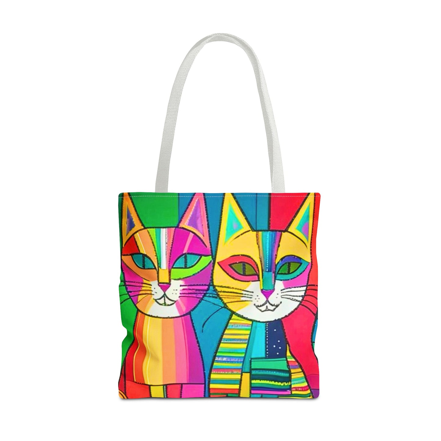 Cubist Cats Neon Midcentury Modern Book Tote Bag