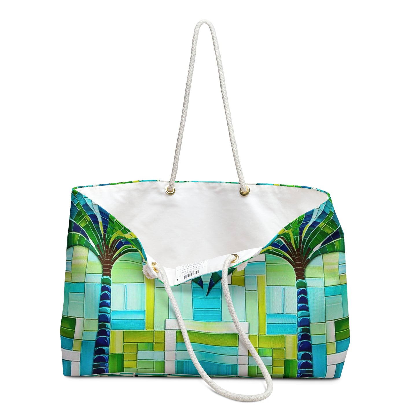 Turks and Caicos Island Palm Tree Mosaic Shopper Market Beach Vacation Weekender Bag