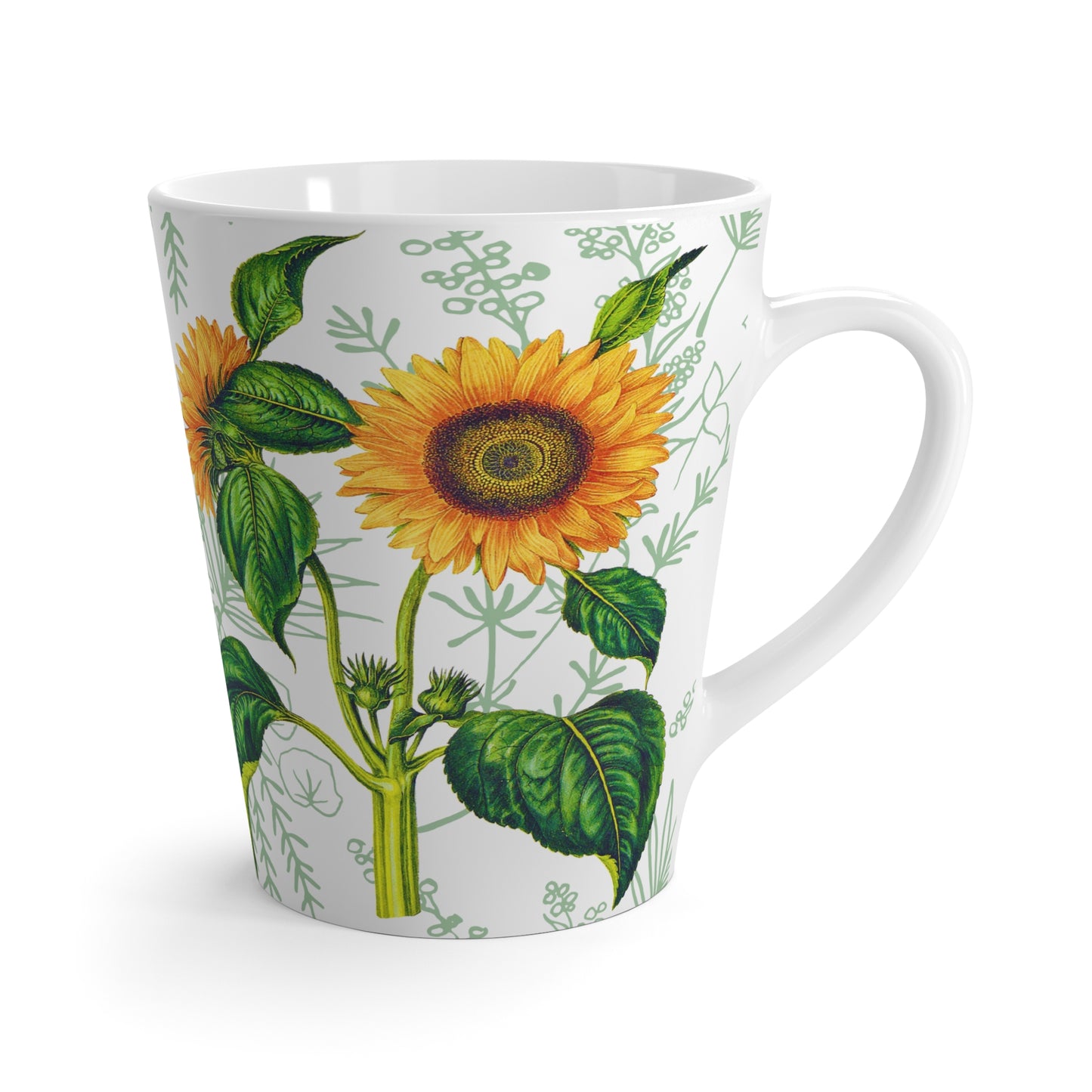 Summer Sunflower Botanical Cappuccino Beverage Latte Mug
