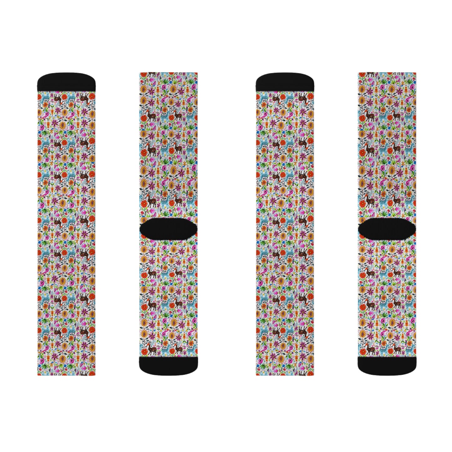 Otomi Festival of Springtime Folklore Floral Sublimation Socks