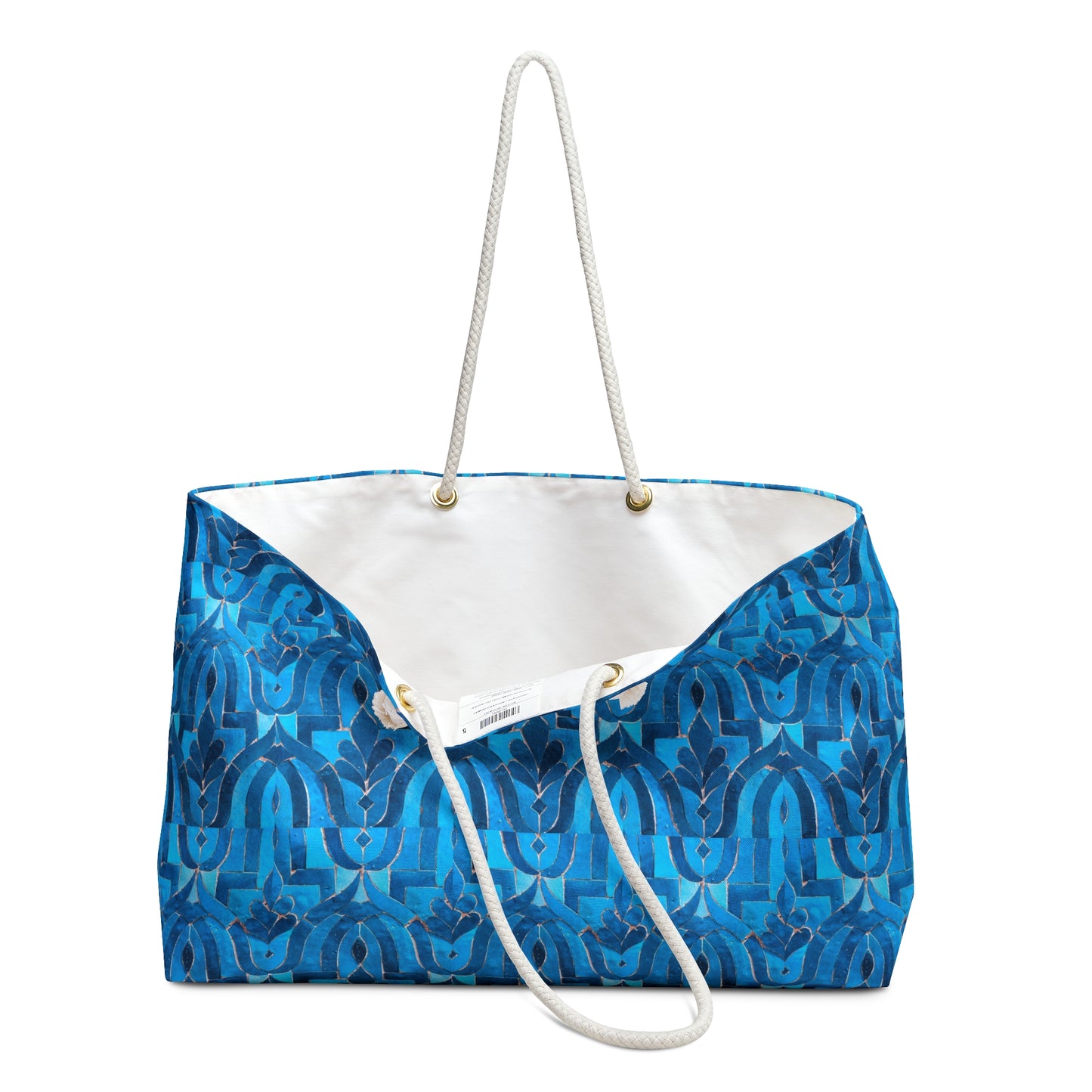 Blue Cobalt Moroccan Villa Fountain Tile Market Travel Beach Weekender Bag