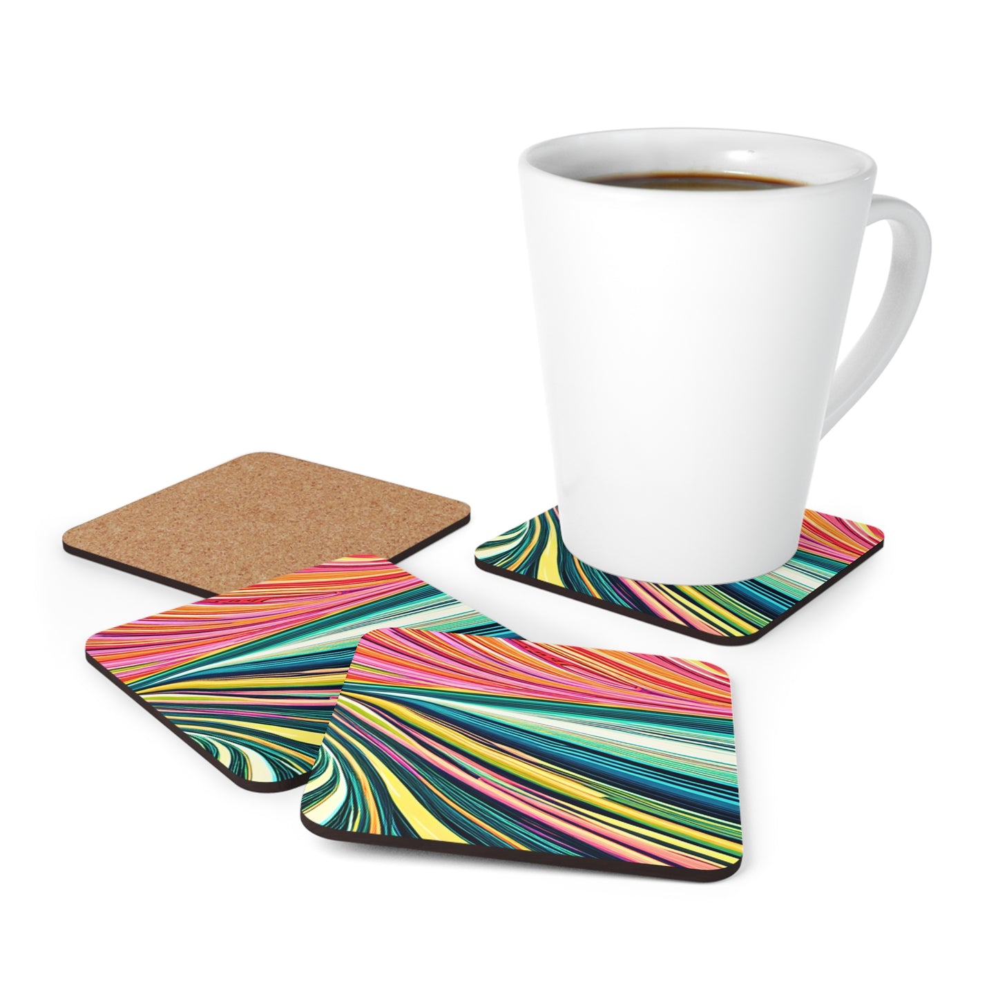 Abstract Desert Waves Landscape Southwest Cocktail Party Entertaining Corkwood Coaster Set
