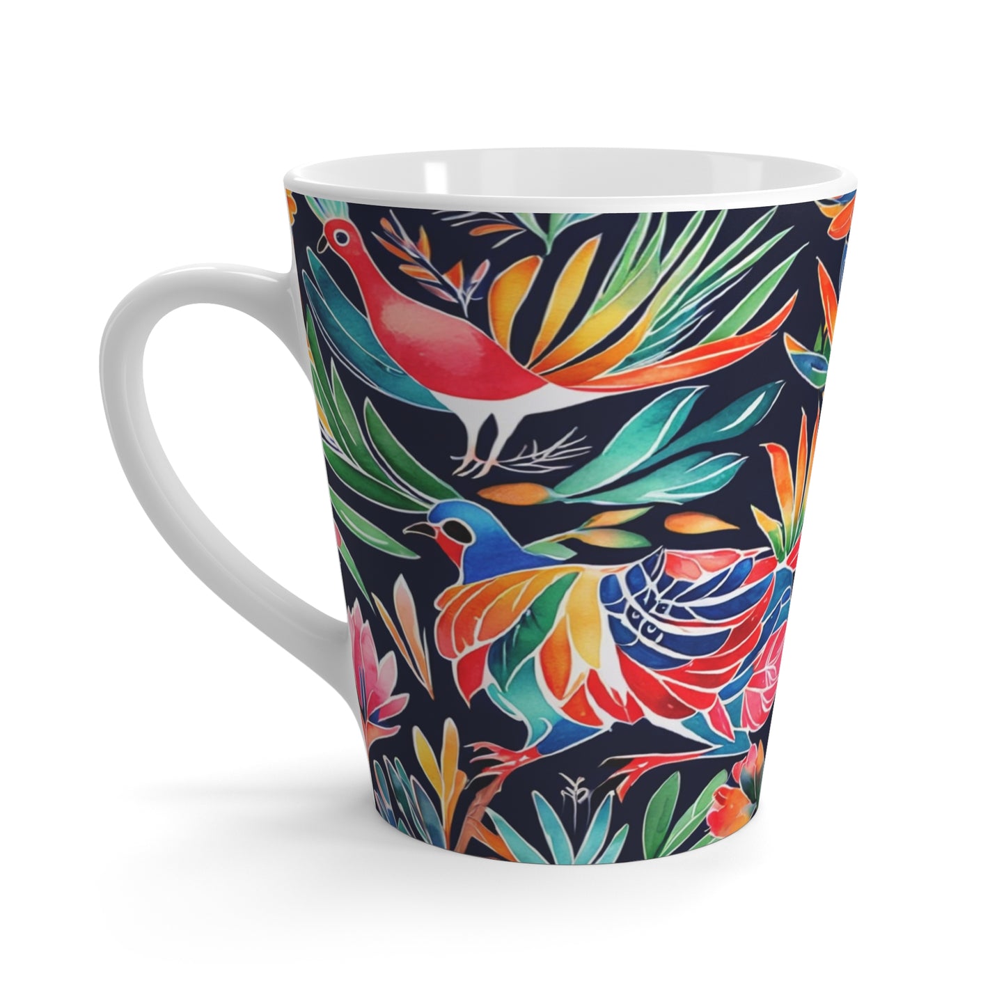 Neon Birds of a Feather Cappuccino Latte Mug