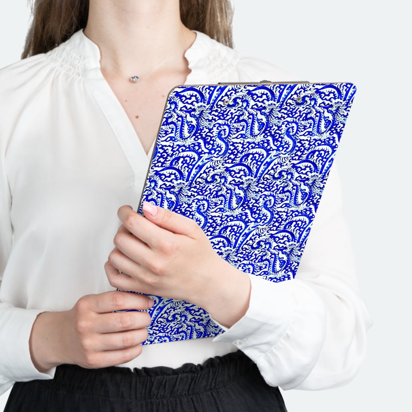 Sea of Chinese Dragons Ming Dynasty Blue and White Porcelain Organizer Clipboard
