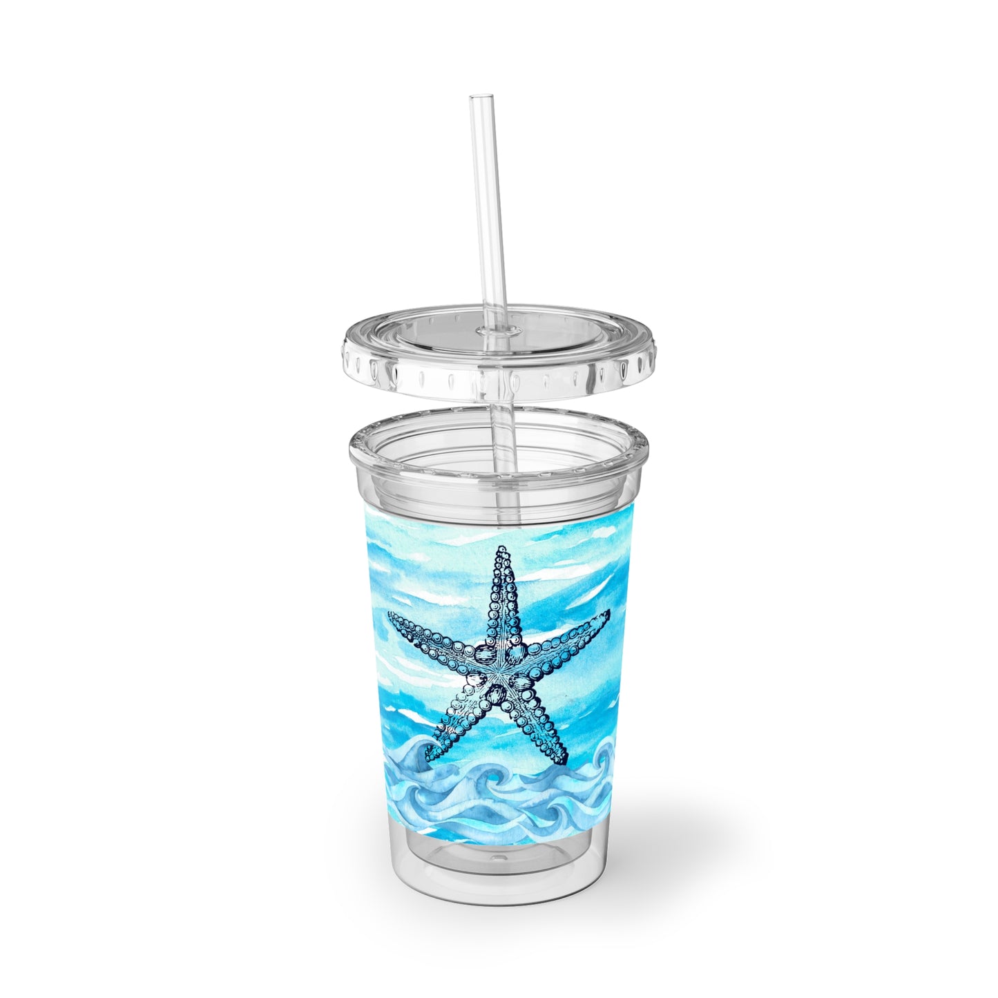 Coastal Summer Starfish Travel Cold Beverage Suave Acrylic Cup