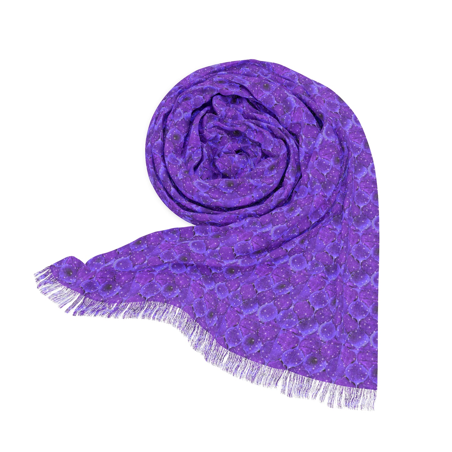 Aubergine Arabesque Stars Moroccan Tile Fashion Light Scarf with Fringe