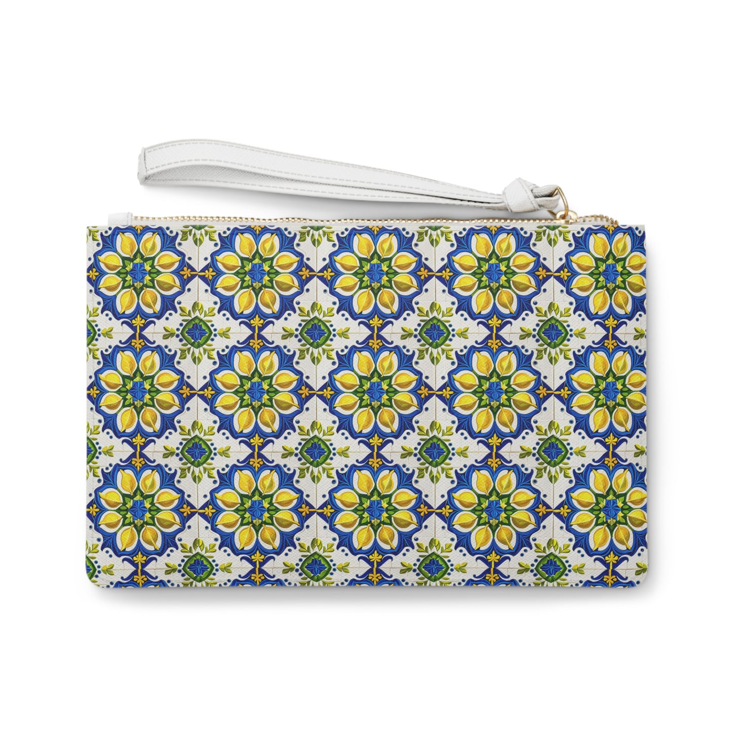 Island of Capri Limone Italian Durata Tile Lemons Blue Errands Evening Pouch Clutch Bag