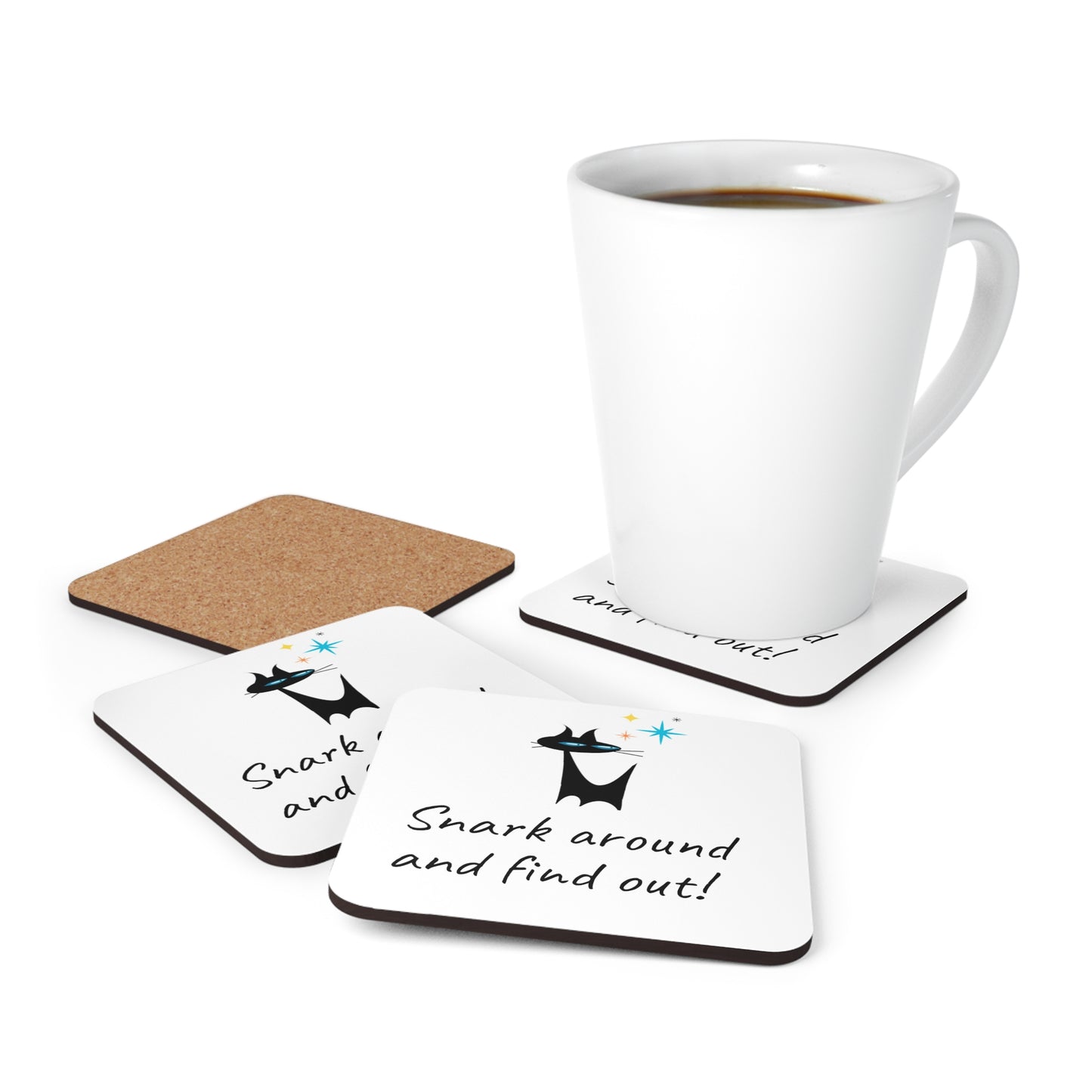 Snark Around and Find Out! Humor Cocktail Beverage Entertaining Corkwood Coaster Set