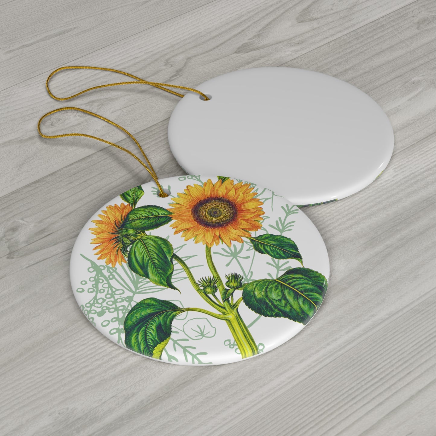 Summer Sunflower Botanical Ceramic Ornament