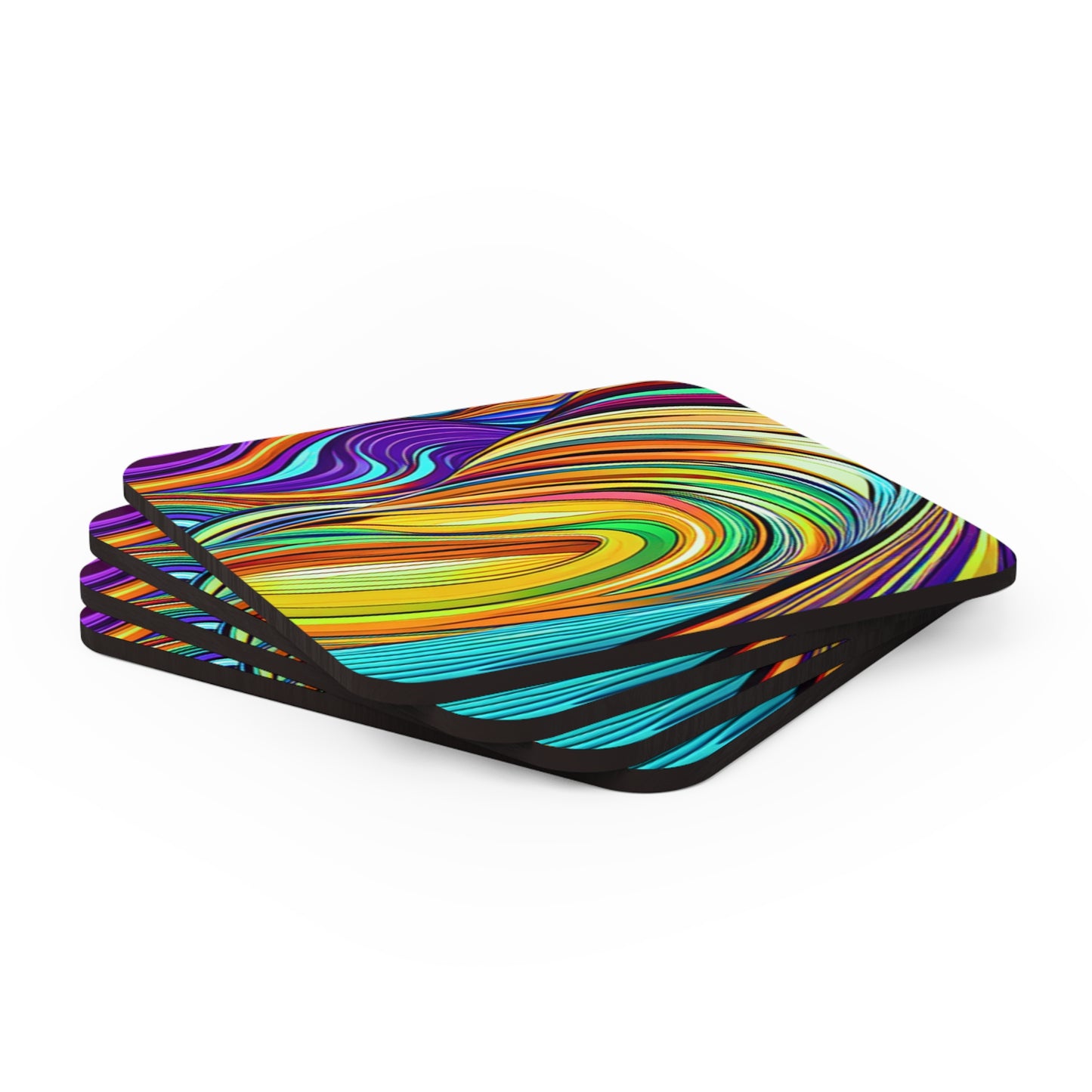 High Vibrations Color Canyon Pattern Modern Art Cocktail Party Beverage Entertaining Corkwood Coaster Set