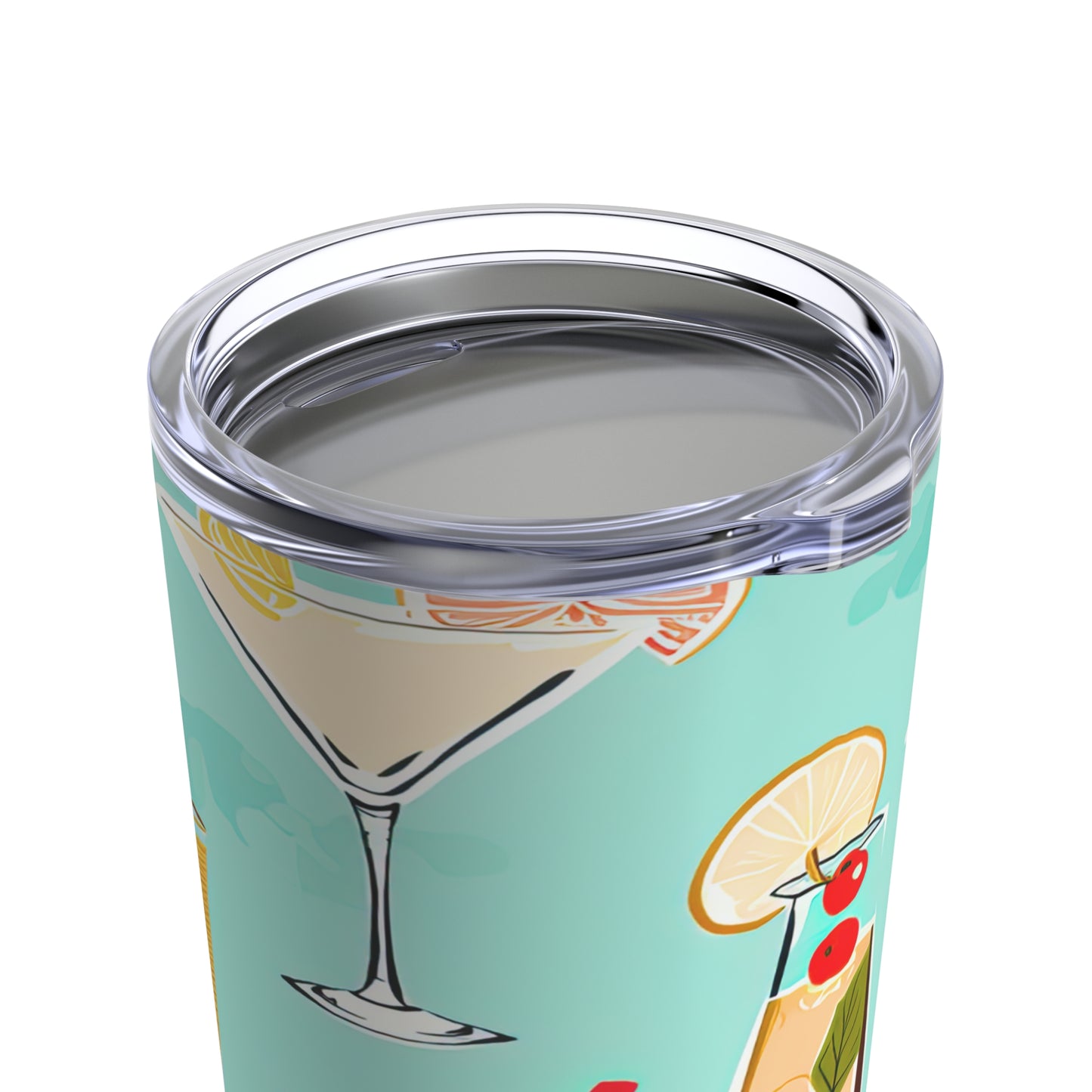 Summertime Cocktail Recipes Book Midcentury Modern Pattern Hot Cold Water Beverage Travel Tumbler 20oz