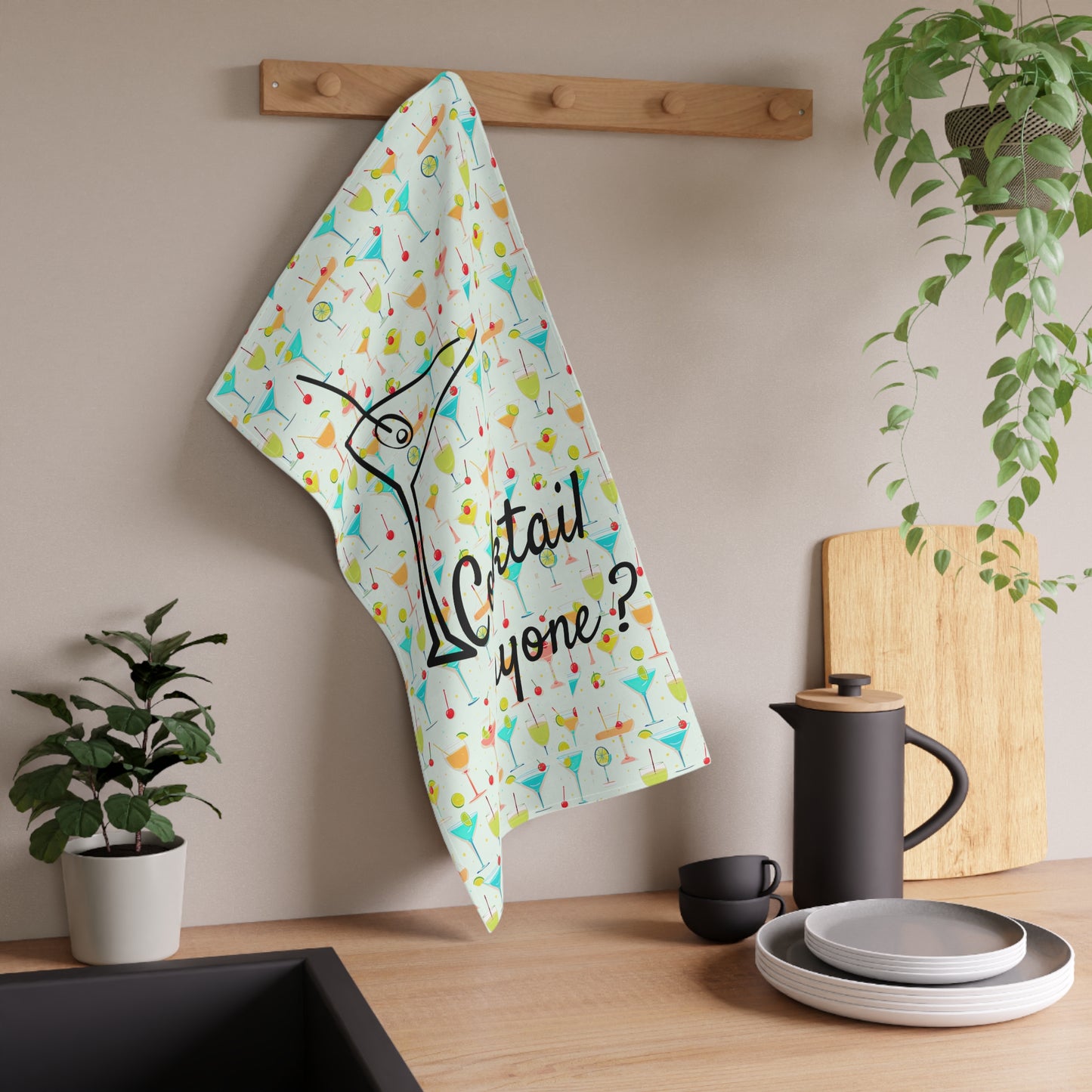 Cocktail Anyone? Midcentury Modern Party Entertaining Decorative Kitchen Tea Towel / Bar Towel