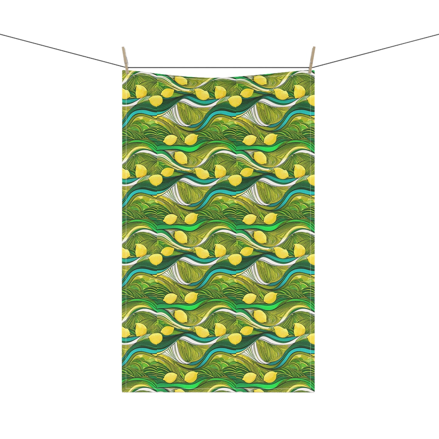 Modern Lemon Waves Entertaining Home Decorative Kitchen Tea Towel/Bar Towel