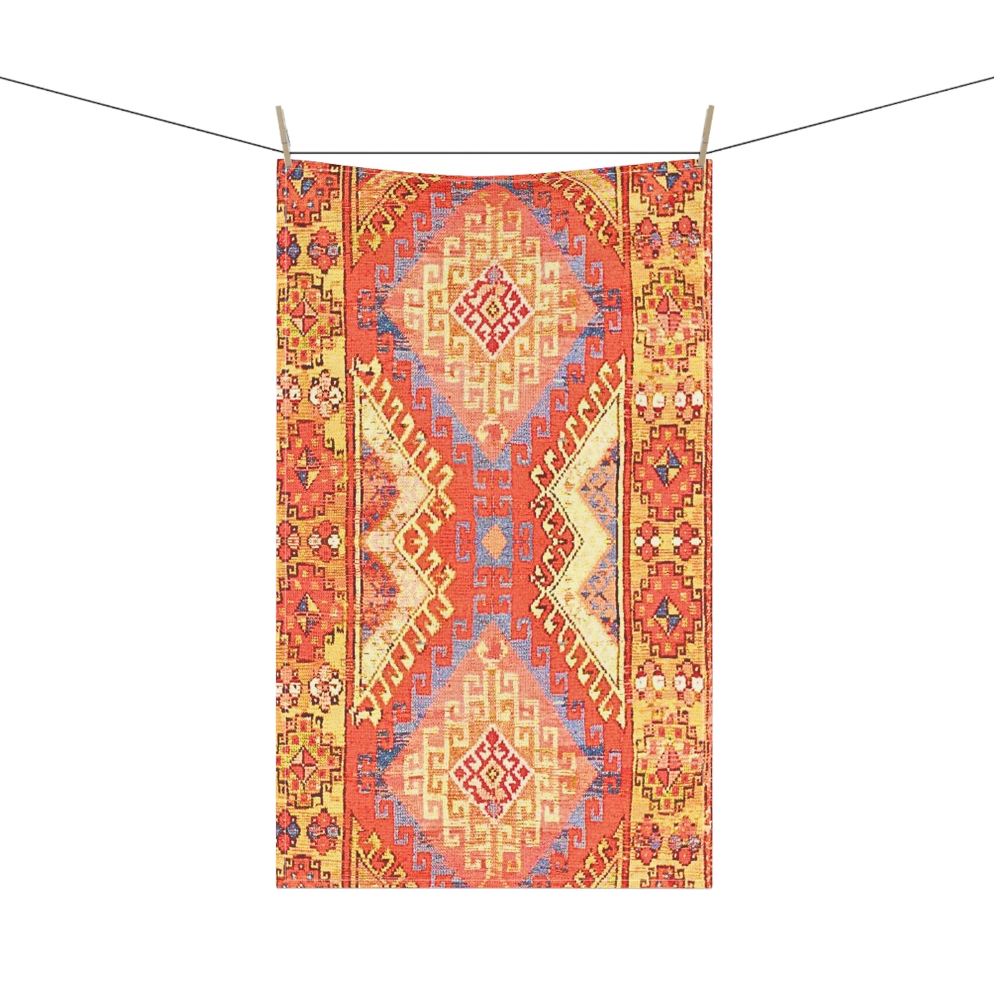 Berber Tribal Pattern Orange Decorative Kitchen Tea Towel/Bar Towel