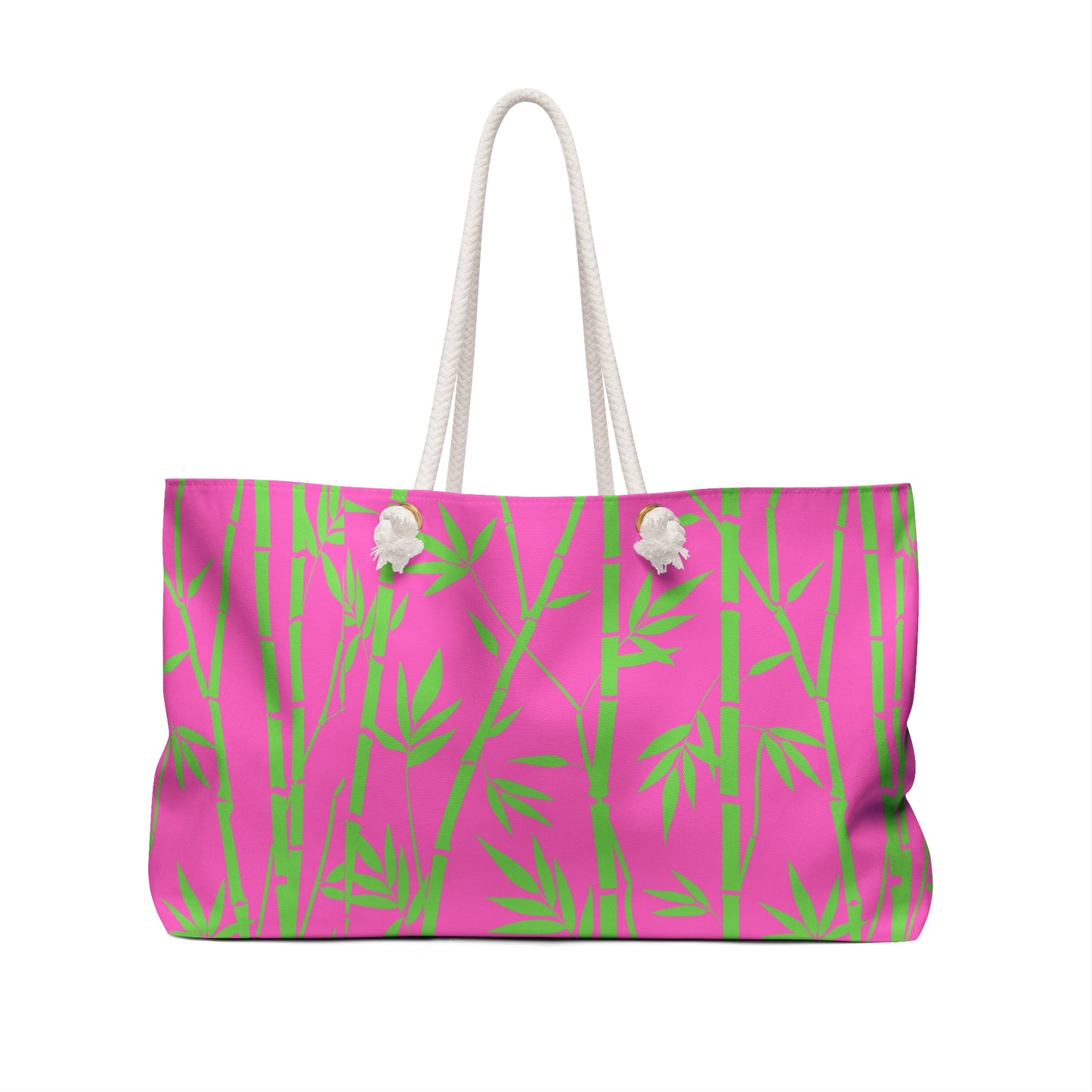 Bamboo Zen Meditation Garden Hot Pink Lime Green Beach Shopping Market Vacation Cruise Weekender Bag