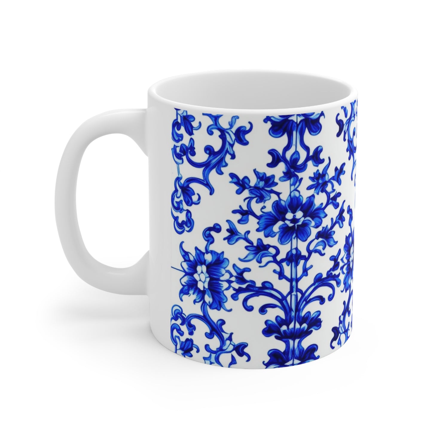 Portuguese Blue and White Tile Pattern Hot Beverage Coffee Tea Ceramic Mug 11oz