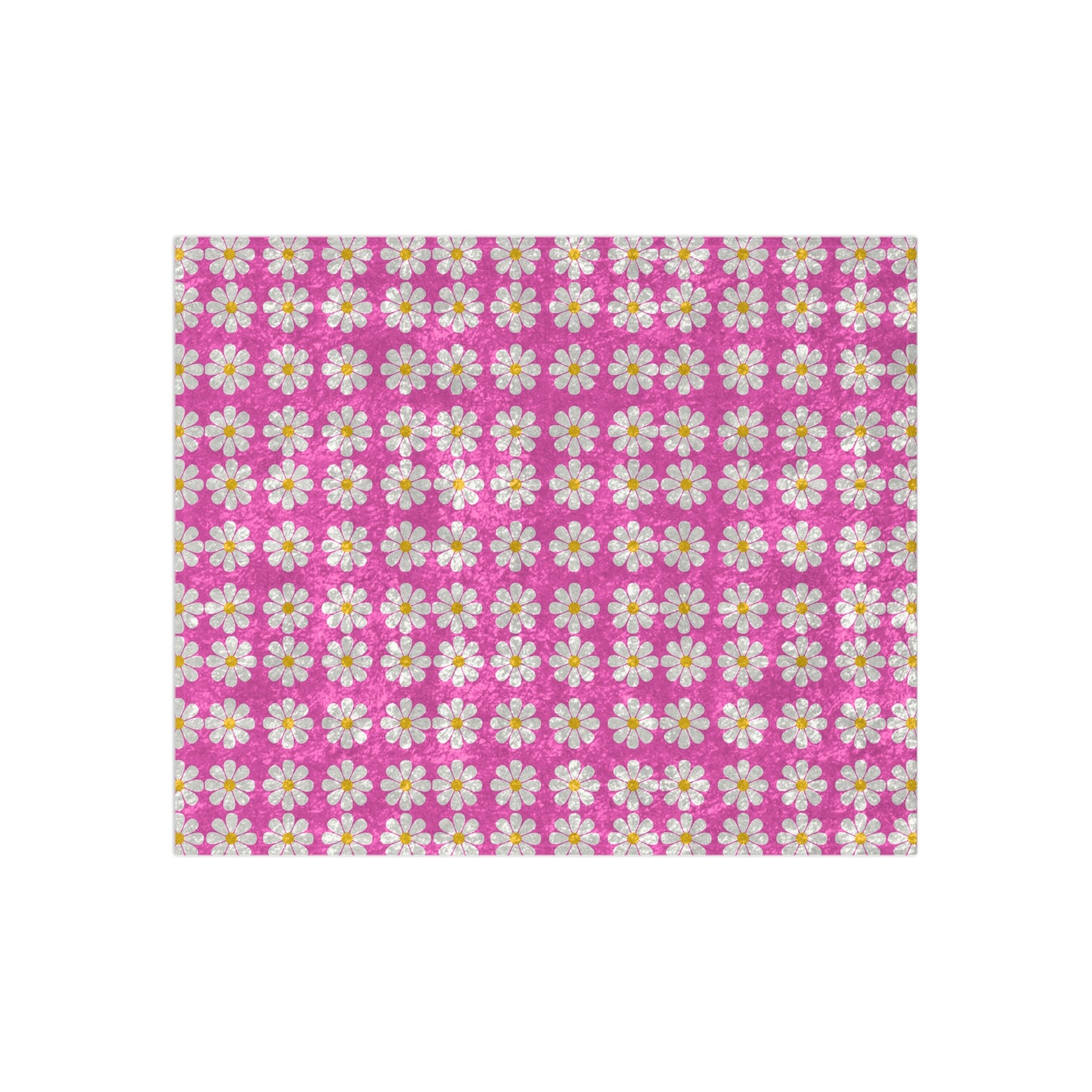 1968 Vintage Daisies Hot Pink Pattern Warm Cozy Lounge Designer Collection Shimmer Crushed Velvet Blanket