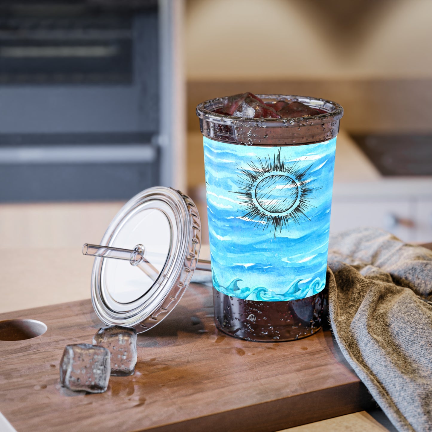 Coastal Summer Sun Cold Beverage Travel Suave Acrylic Cup