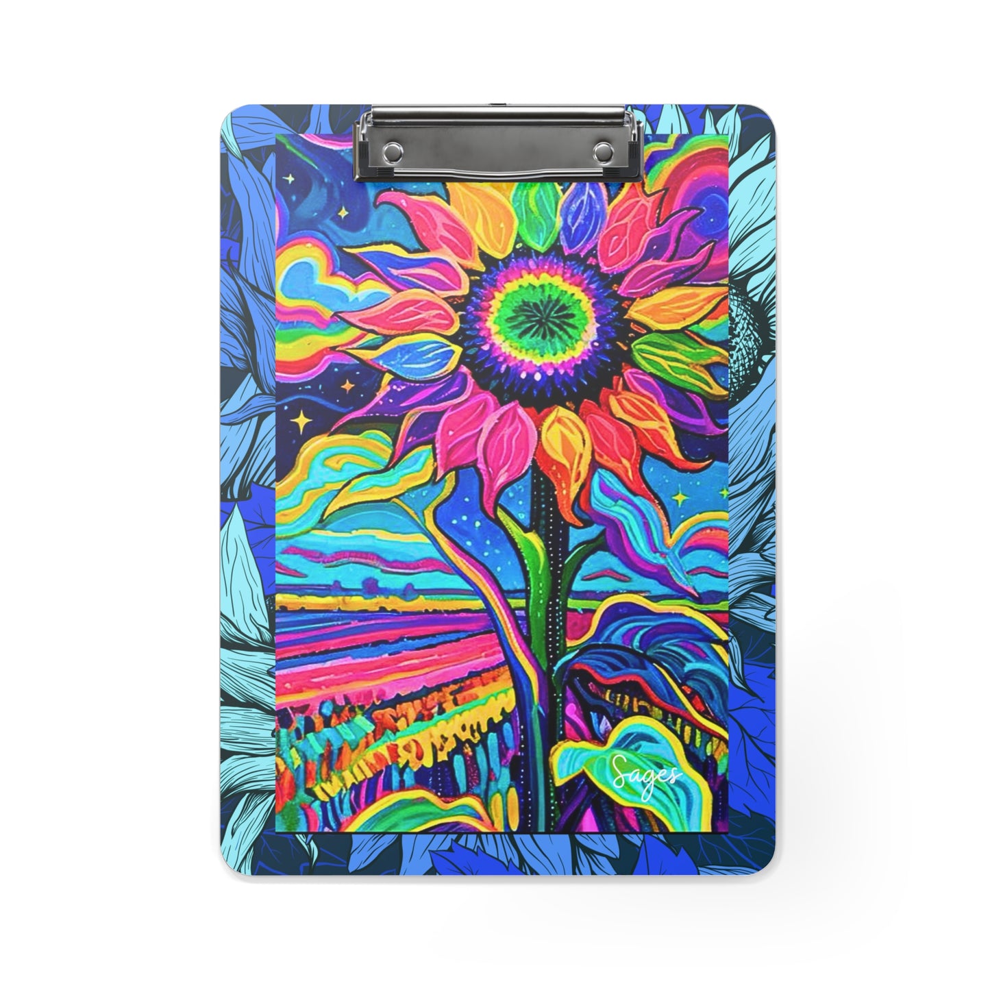 Electric Sunflower Collage Organizer Clipboard