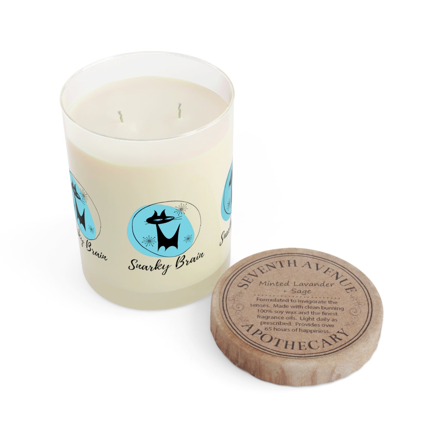 Snarky Brain Midcentury Modern Atomic Black Cat Aromatherapy Scented Candle - Full Glass, 11oz
