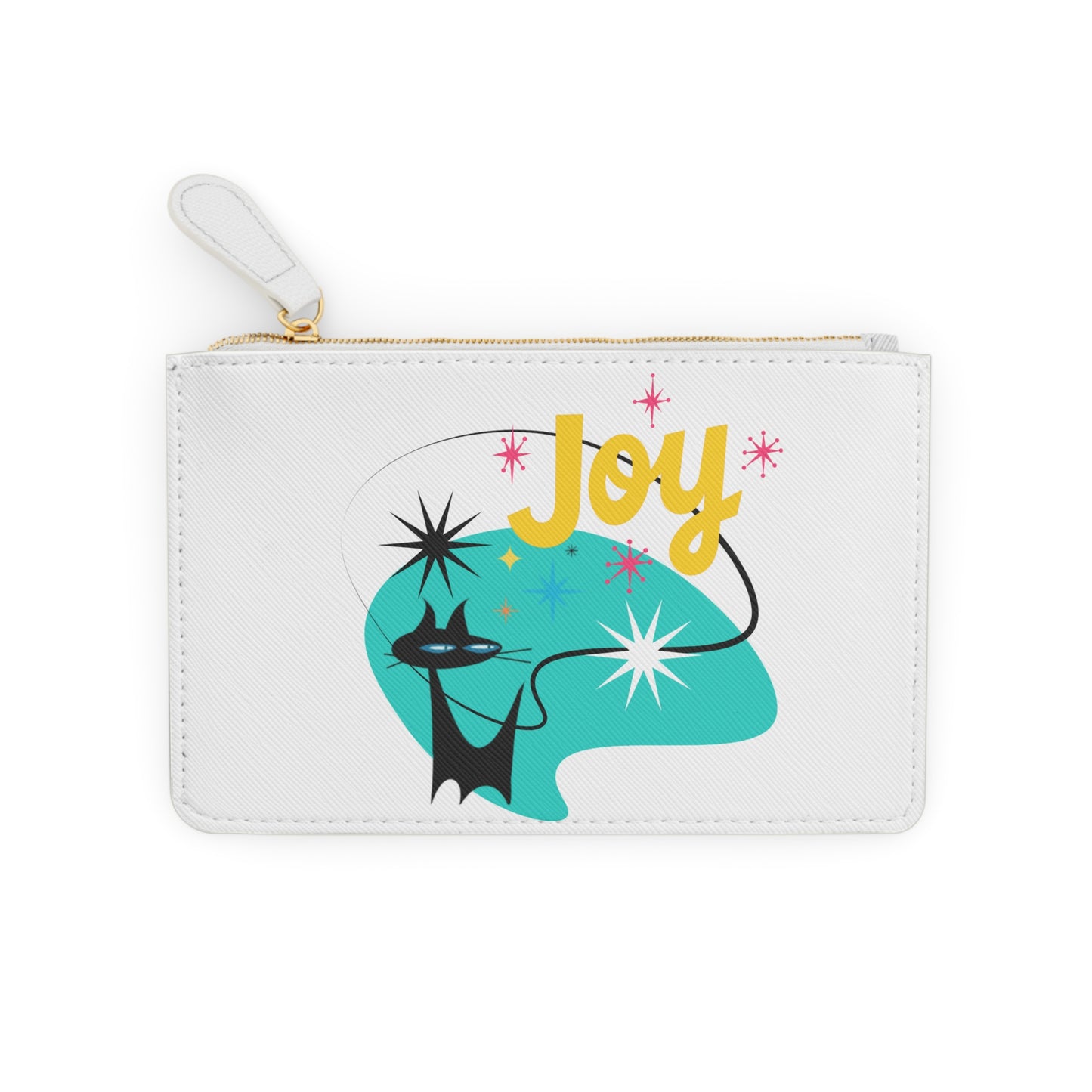 Joy Midcentury Modern Atomic Black Cat Coin Purse Lipstick Mini Pouch Clutch Bag