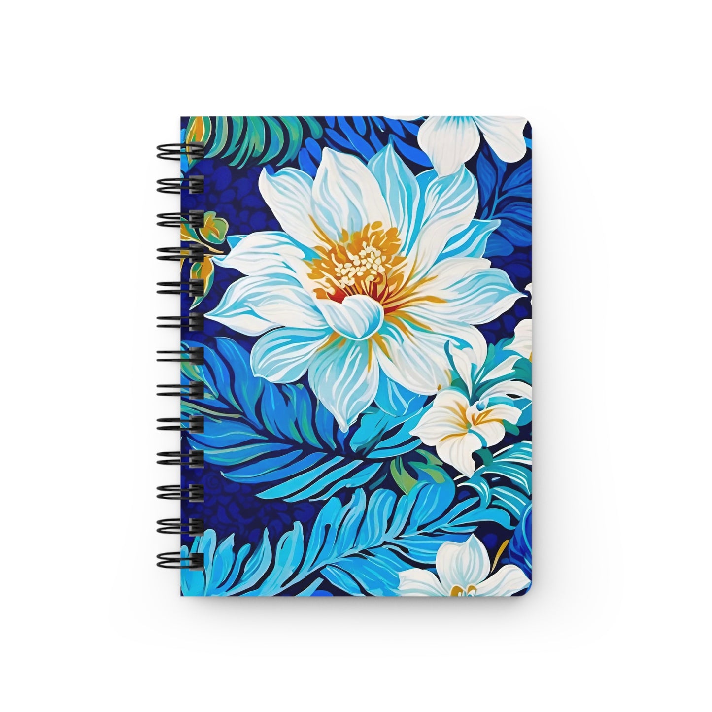 Hawaiian White Orchid Tropical Paradise Luau Writing Sketch Inspiration Travel Spiral Bound Journal