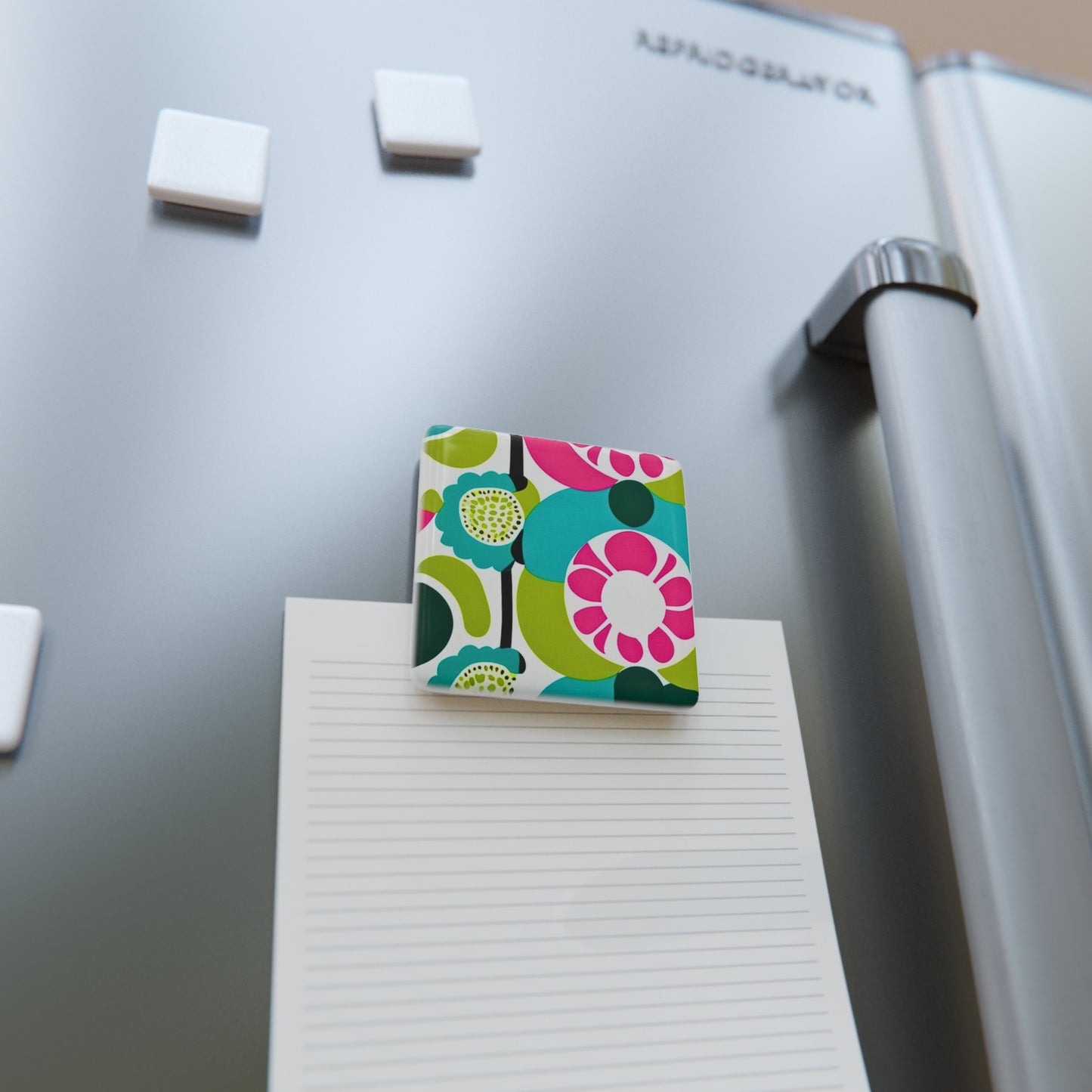 Flower Grooves Midcentury Modern Porcelain Magnet, Square