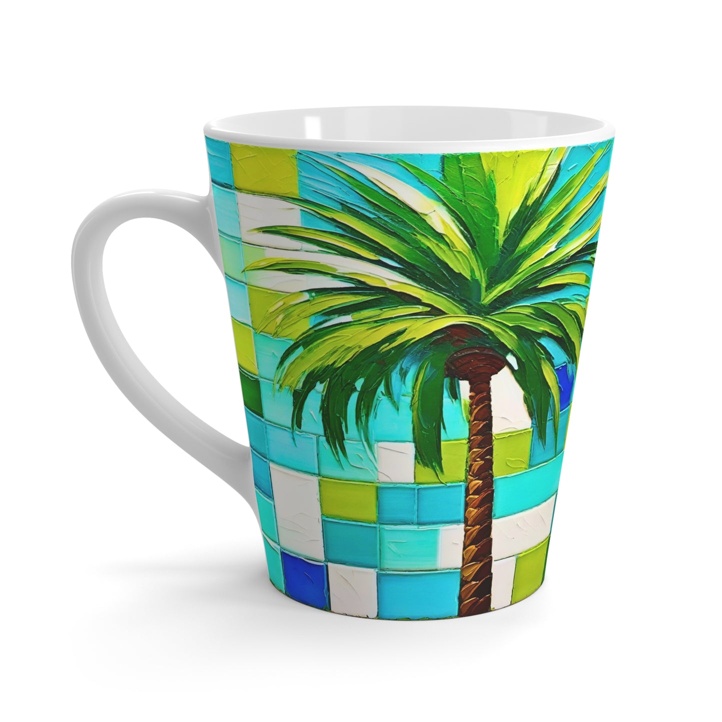 Turks and Caicos Palm Tree Poolside Tile Ocean Beach House Decor Coastal Hot Beverage Coffee Chia Tea Cappuccino Latte Mug